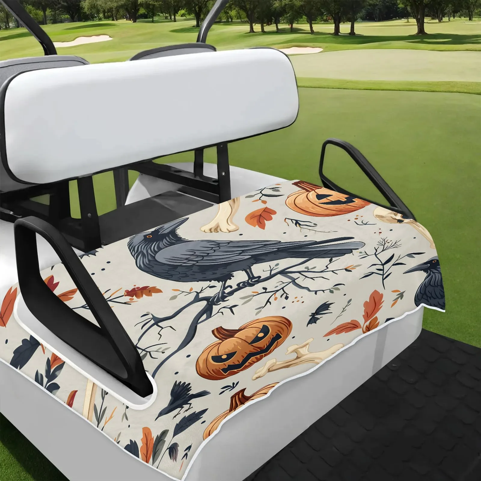 Tiveruda Halloween Skull Bird Golf Cart Seat Cover