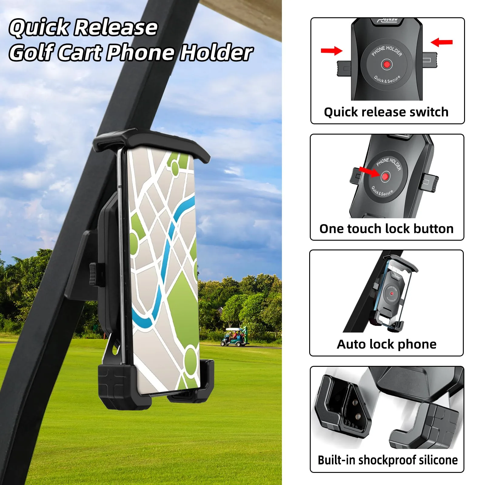 Roykaw G-0406 Magnetic Golf Cart Phone Holder Mount image 4