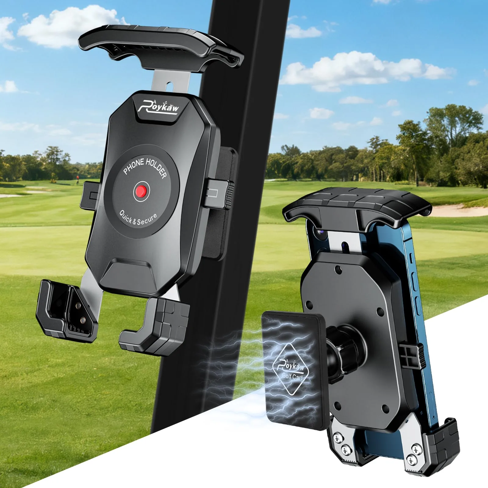 Roykaw G-0406 Magnetic Golf Cart Phone Holder Mount