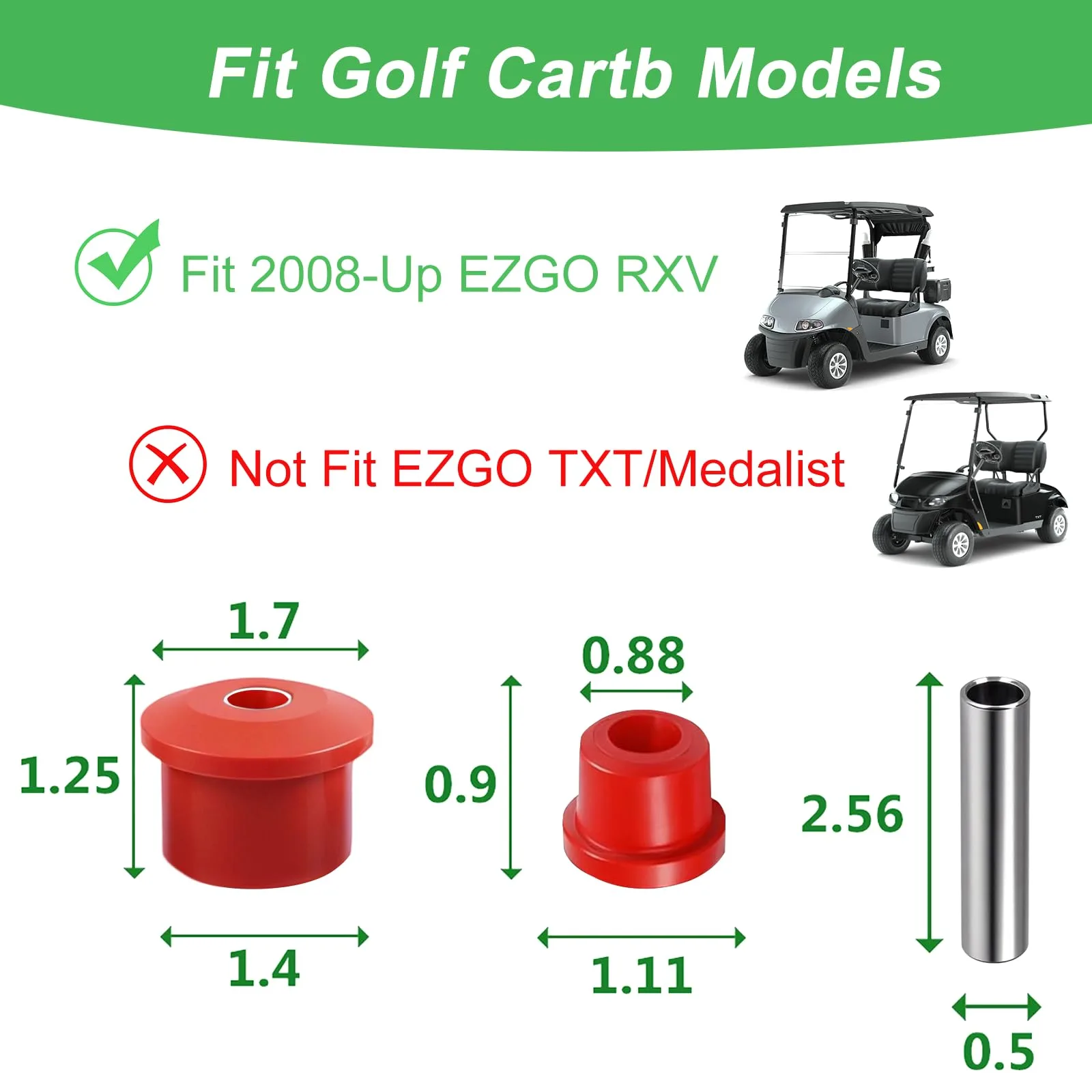 Cartalia Rear Leaf Spring Bushings for E-Z-GO RXV image 2