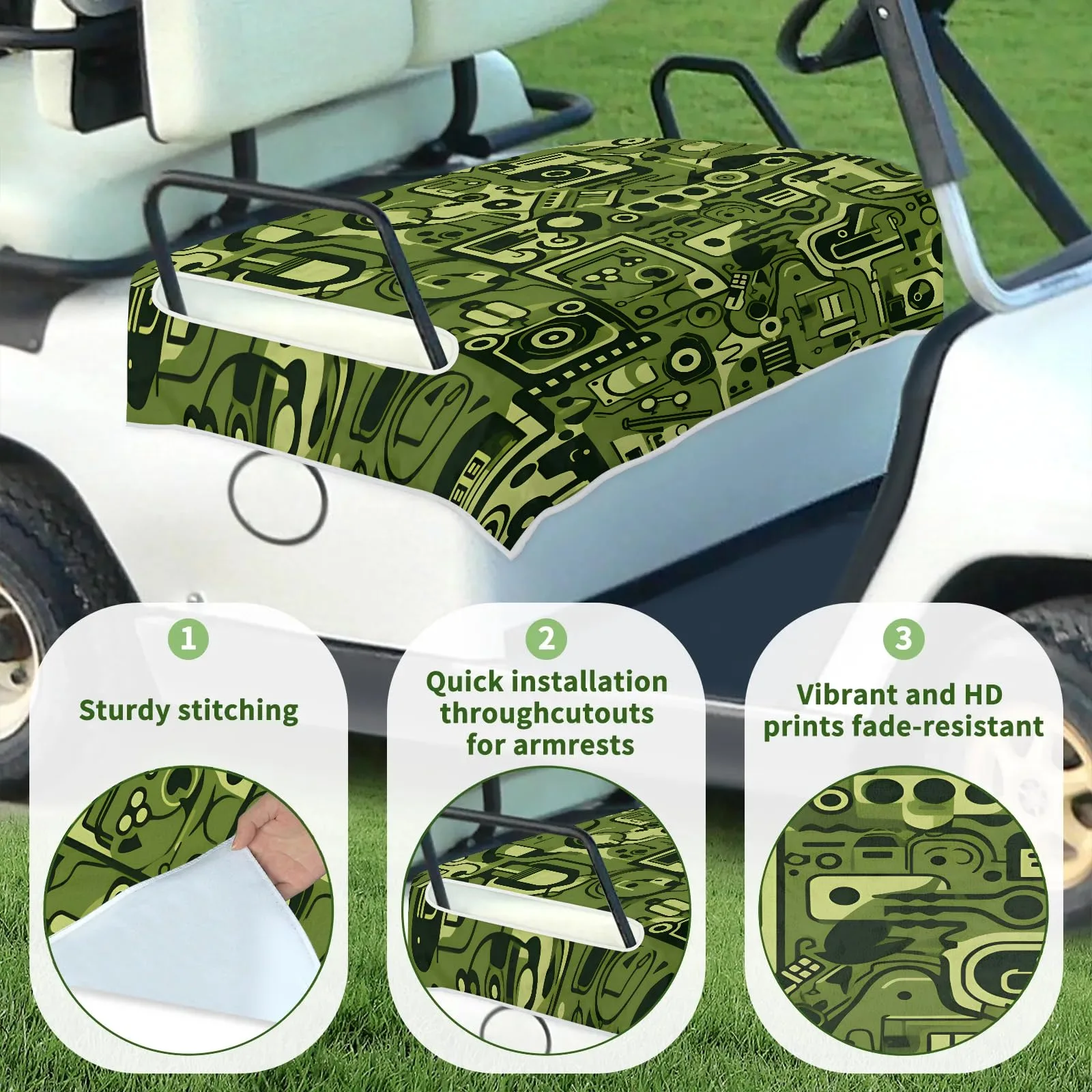 Tiveruda 51 x 31 in Vintage Camo Golf Cart Seat Cover image 3