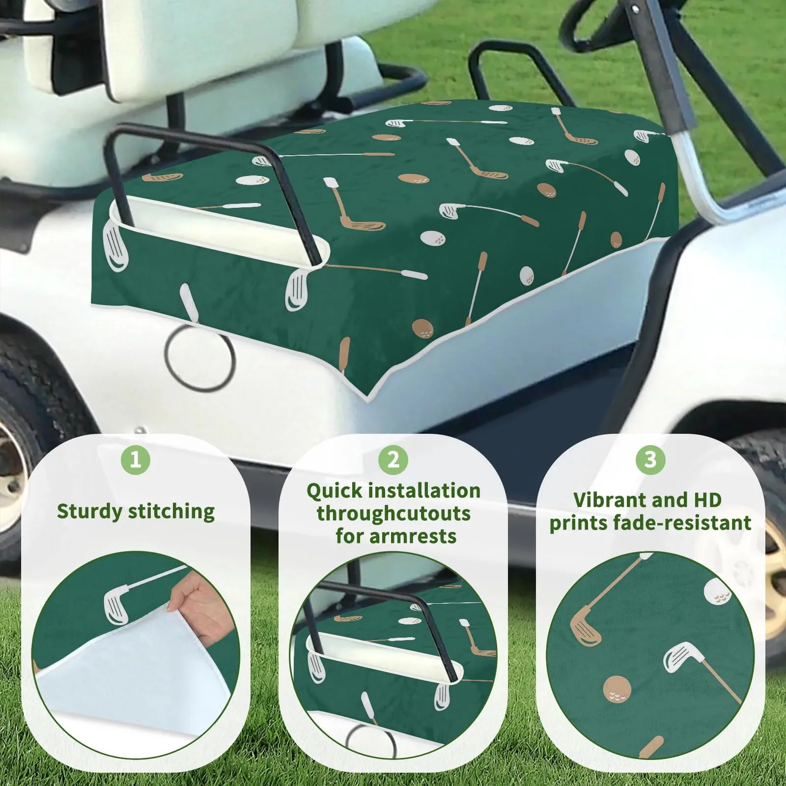 Tiveruda Universal 51 x 31" Golf Cart Seat Cover for 2-Person Seats image 3