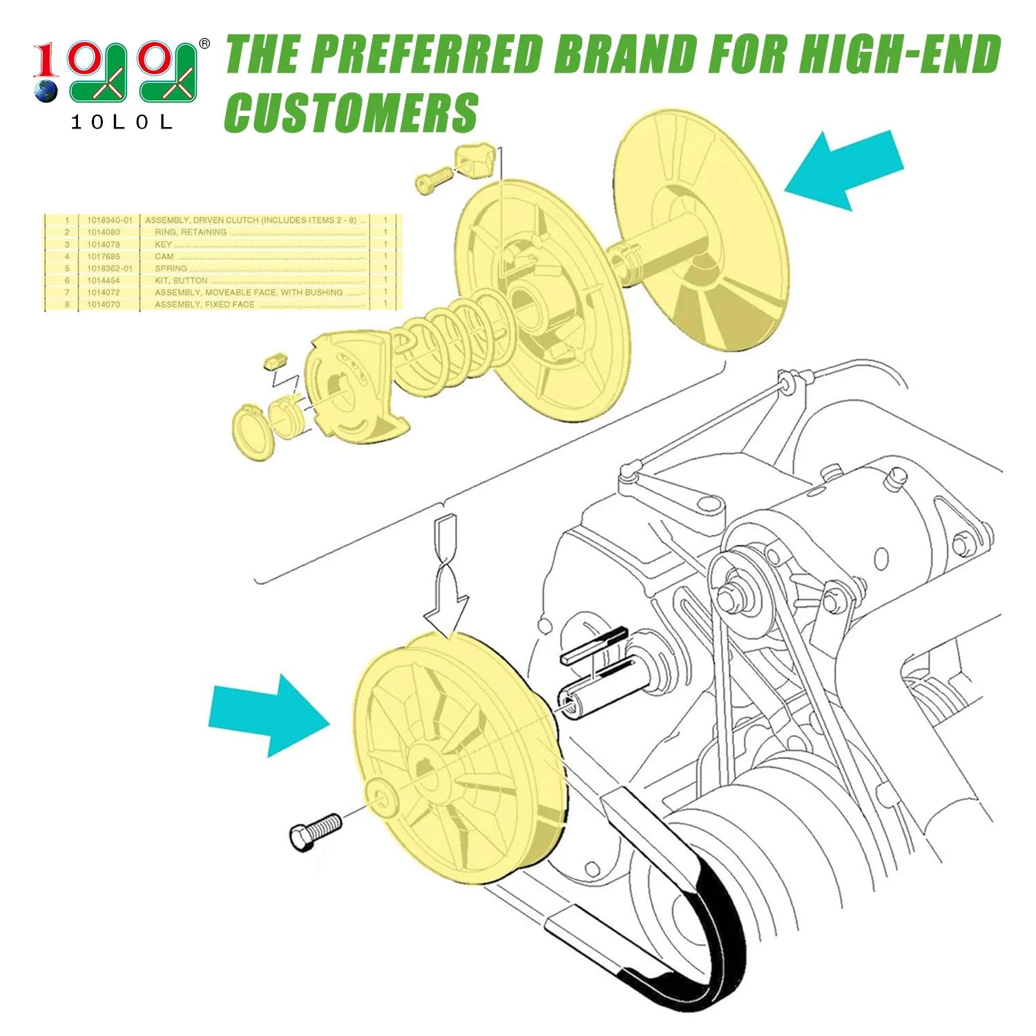 10L0L Secondary Driven Clutch for Club Car DS & Precedent image 2