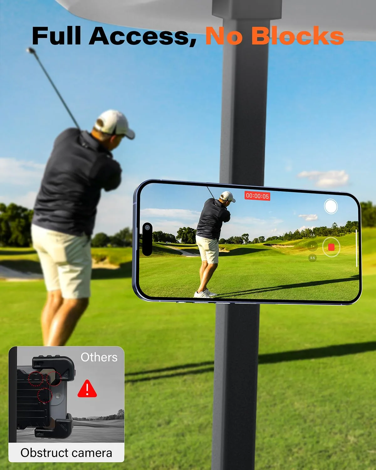 A2C Magnetic Golf Cart Phone Holder for Square Iron Struts image 4