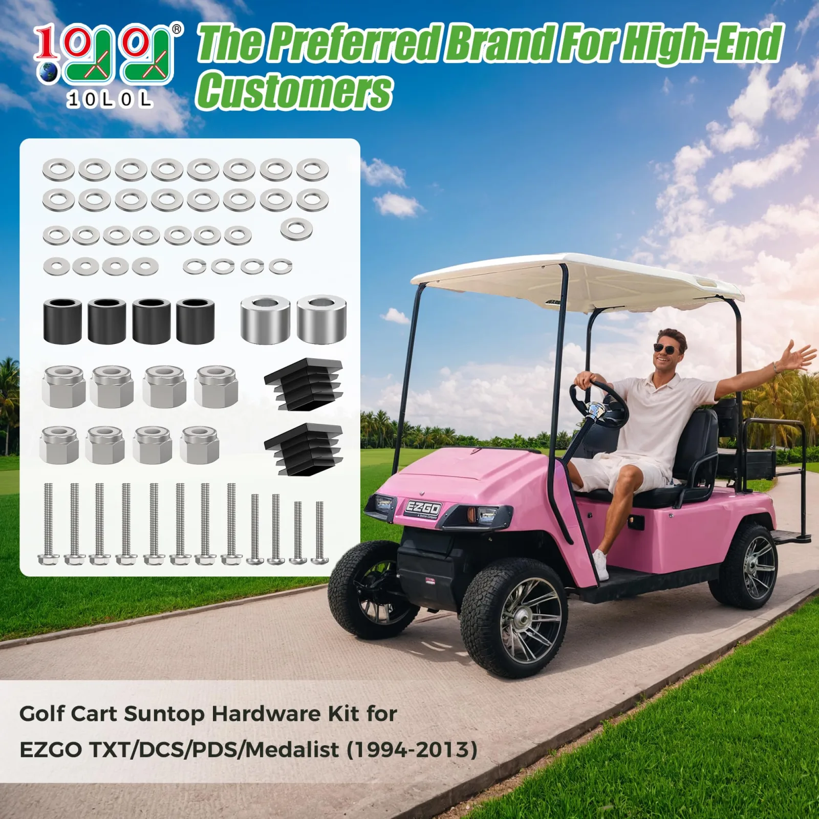10L0L Front Suntop Hardware Kit for E-Z-GO 1994-2013 image 2