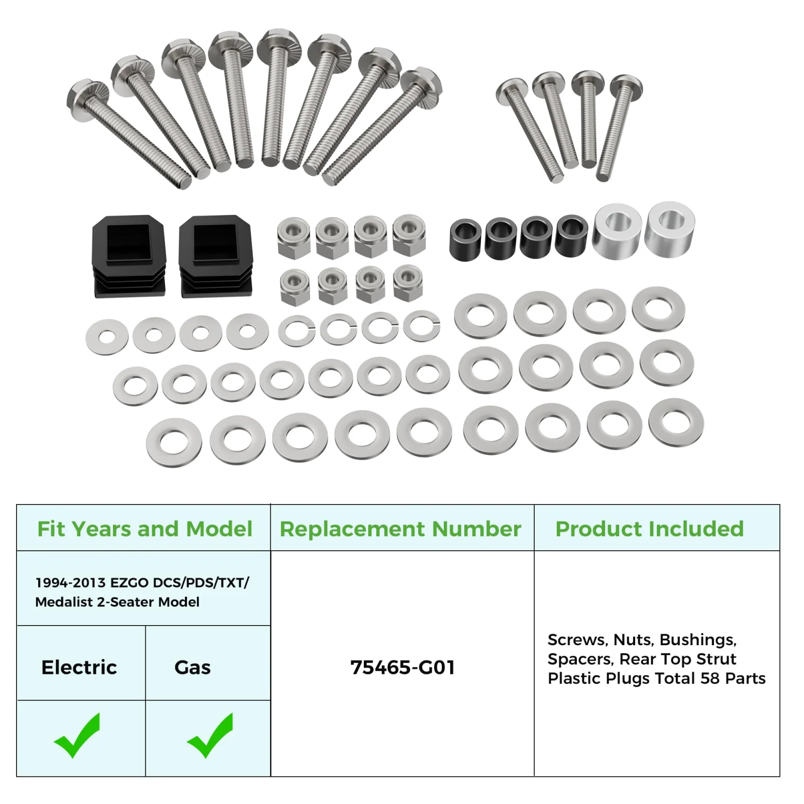 10L0L Front Suntop Hardware Kit for E-Z-GO 1994-2013 image 4