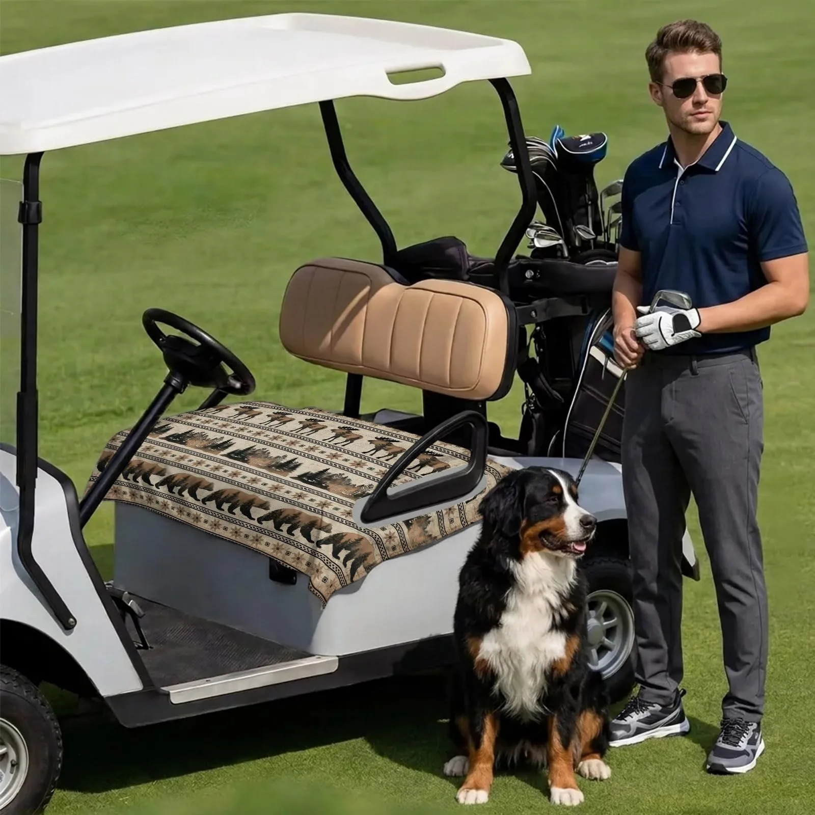 DecorLovee Brown Bear Golf Cart Seat Cover 51 x 31 in image 3