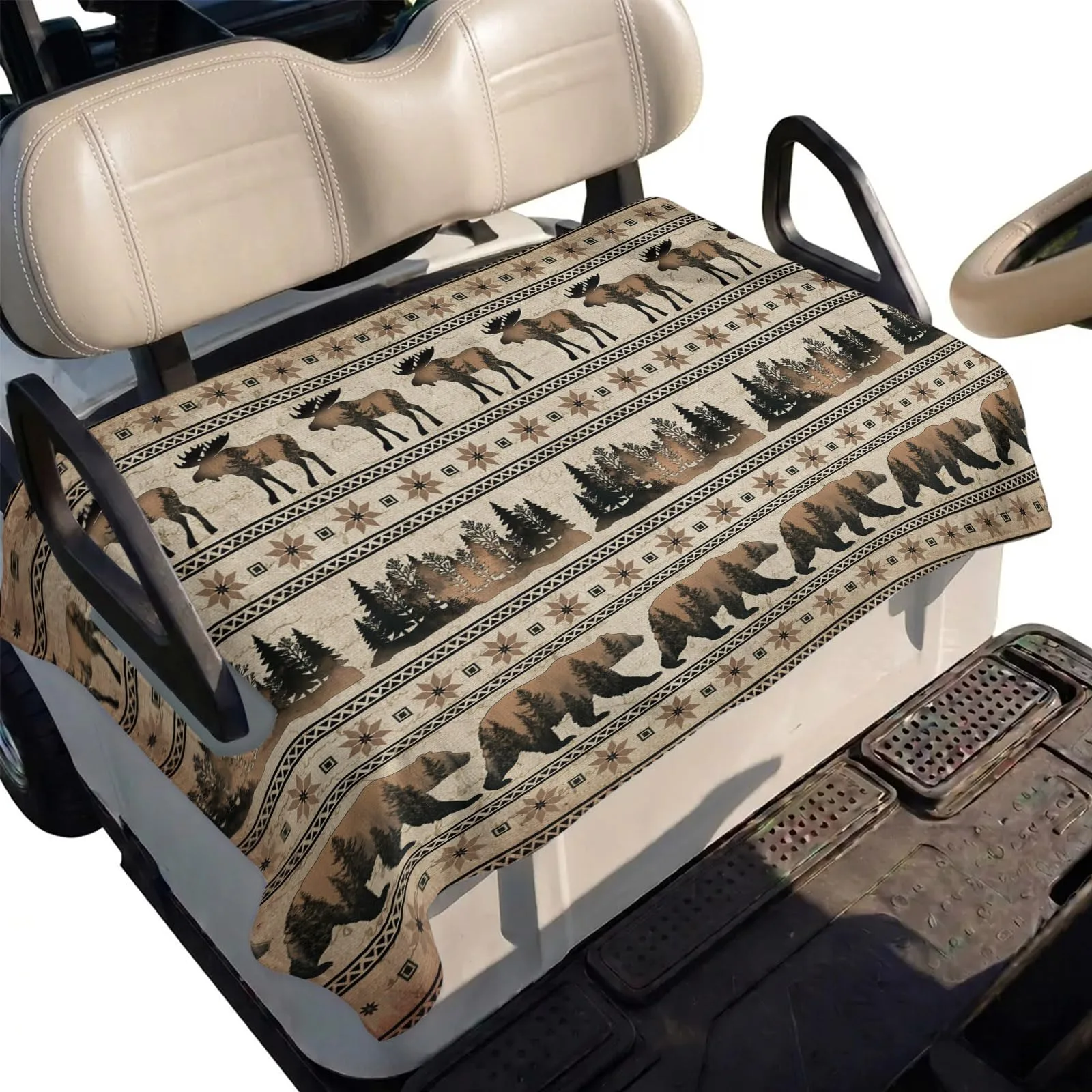 DecorLovee Brown Bear Golf Cart Seat Cover 51 x 31 in