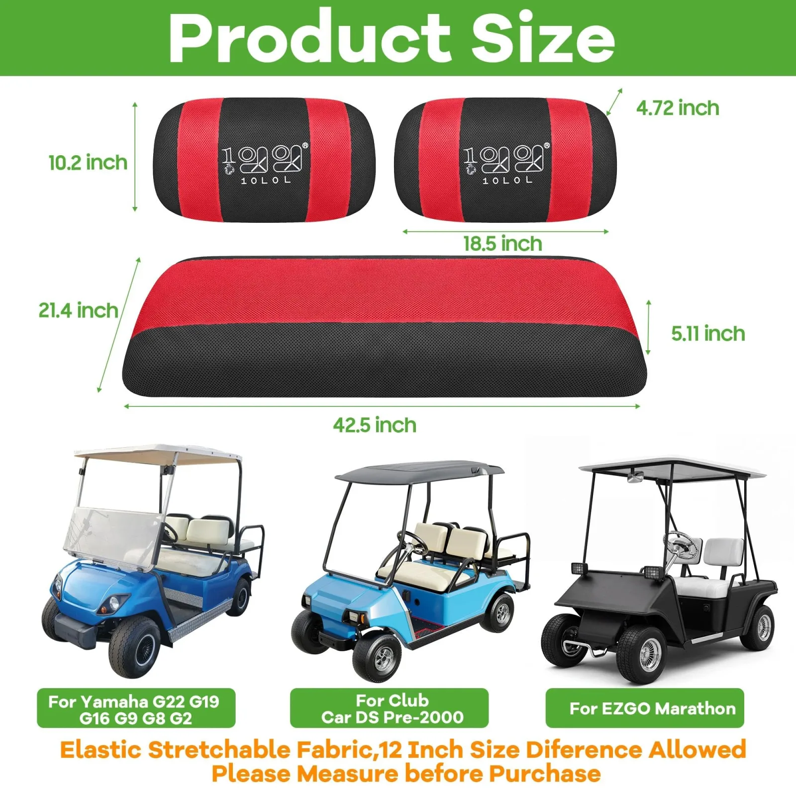 10L0L F46 Front Seat Covers for Yamaha, Club Car & E-Z-GO image 2