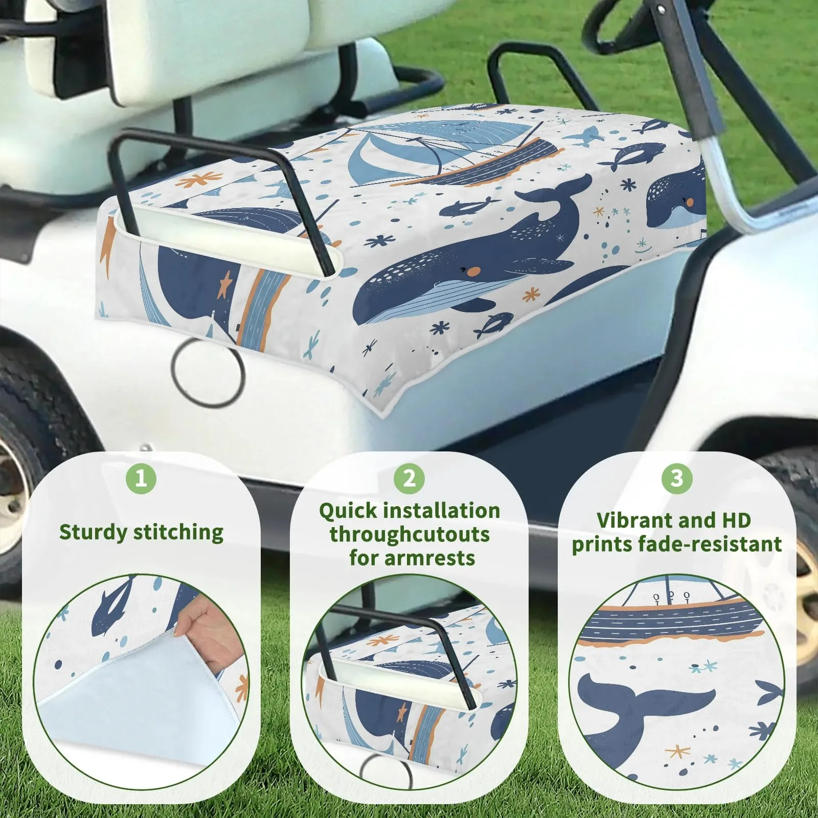 Tiveruda Golf Cart Seat Cover for Double Seats, 51 x 31 in image 3