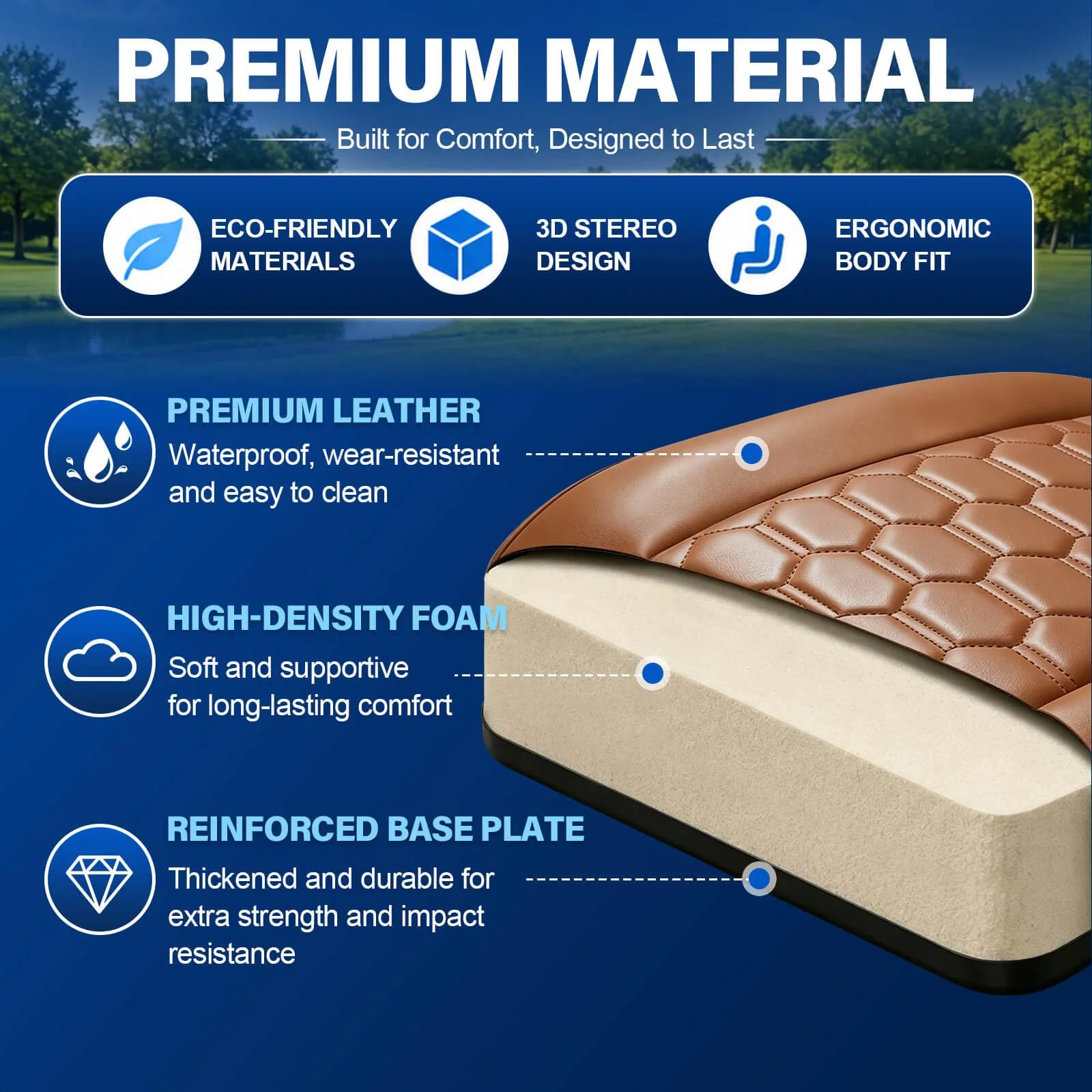 NOKINS Front Seat Cushion Kit NKS3000SC-HexKIT — Fits E-Z-GO TXT (1994+) & RXV (2008+) image 2