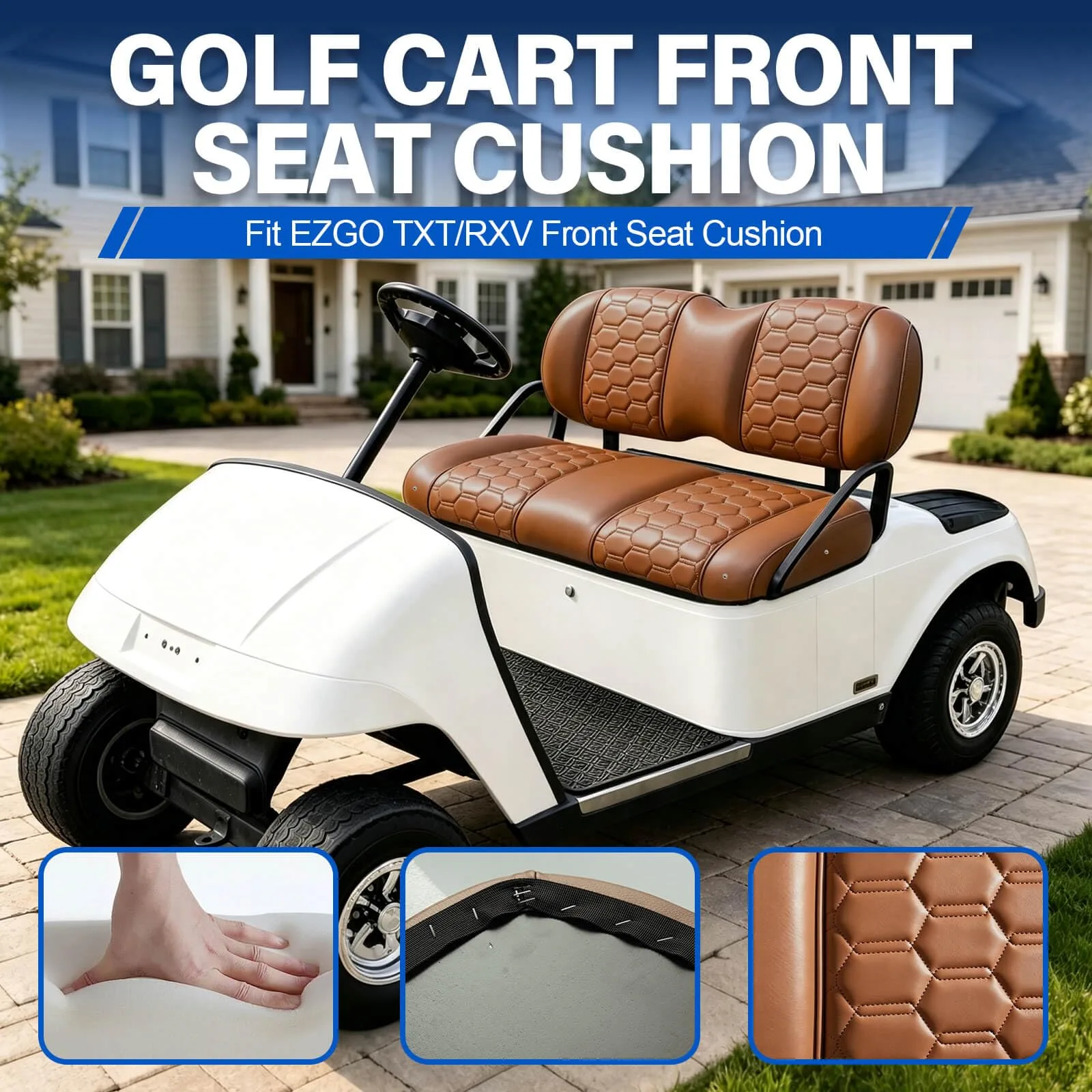 NOKINS Front Seat Cushion Kit NKS3000SC-HexKIT — Fits E-Z-GO TXT (1994+) & RXV (2008+) image 3