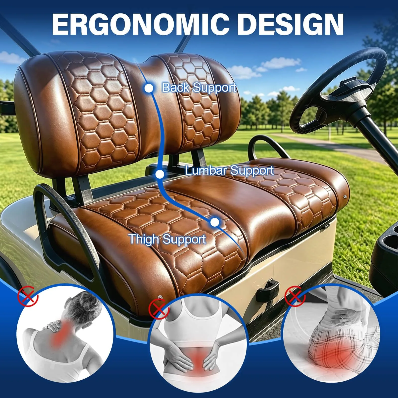 NOKINS Front Seat Cushion Kit NKS3000SC-HexKIT — Fits E-Z-GO TXT (1994+) & RXV (2008+) image 4