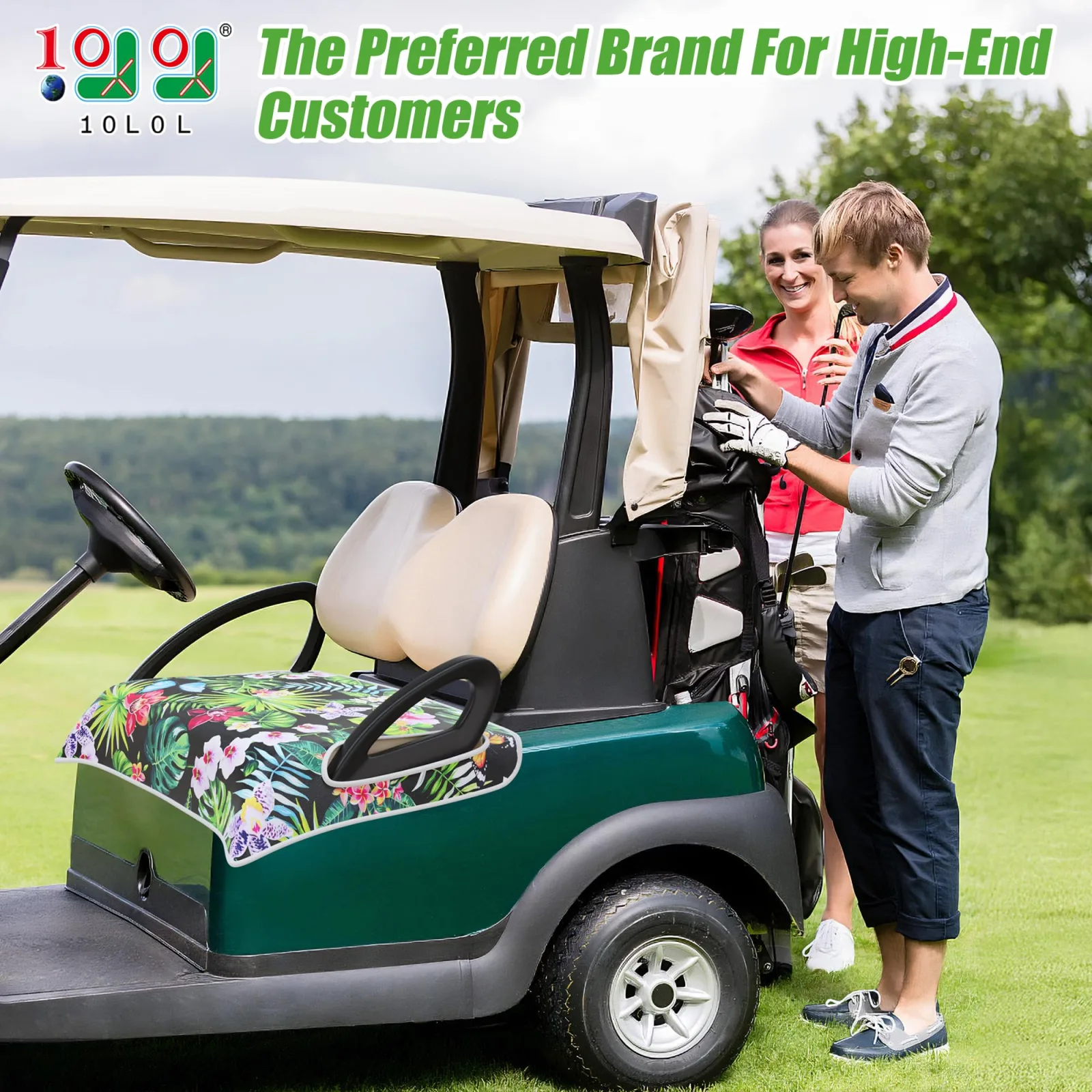 10L0L ACC-F025-C Golf Cart Seat Cover for E-Z-GO TXT/RXV & Club Car DS/Precedent image 2