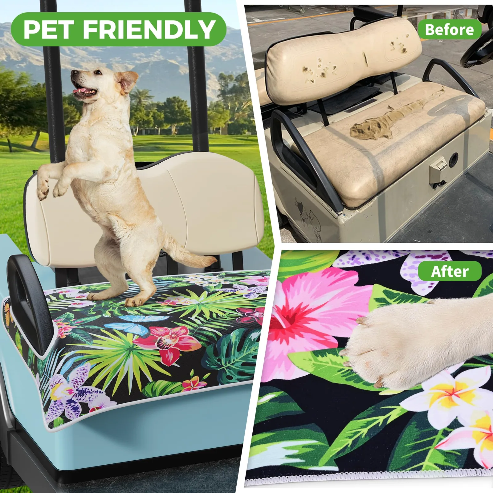 10L0L ACC-F025-C Golf Cart Seat Cover for E-Z-GO TXT/RXV & Club Car DS/Precedent image 3