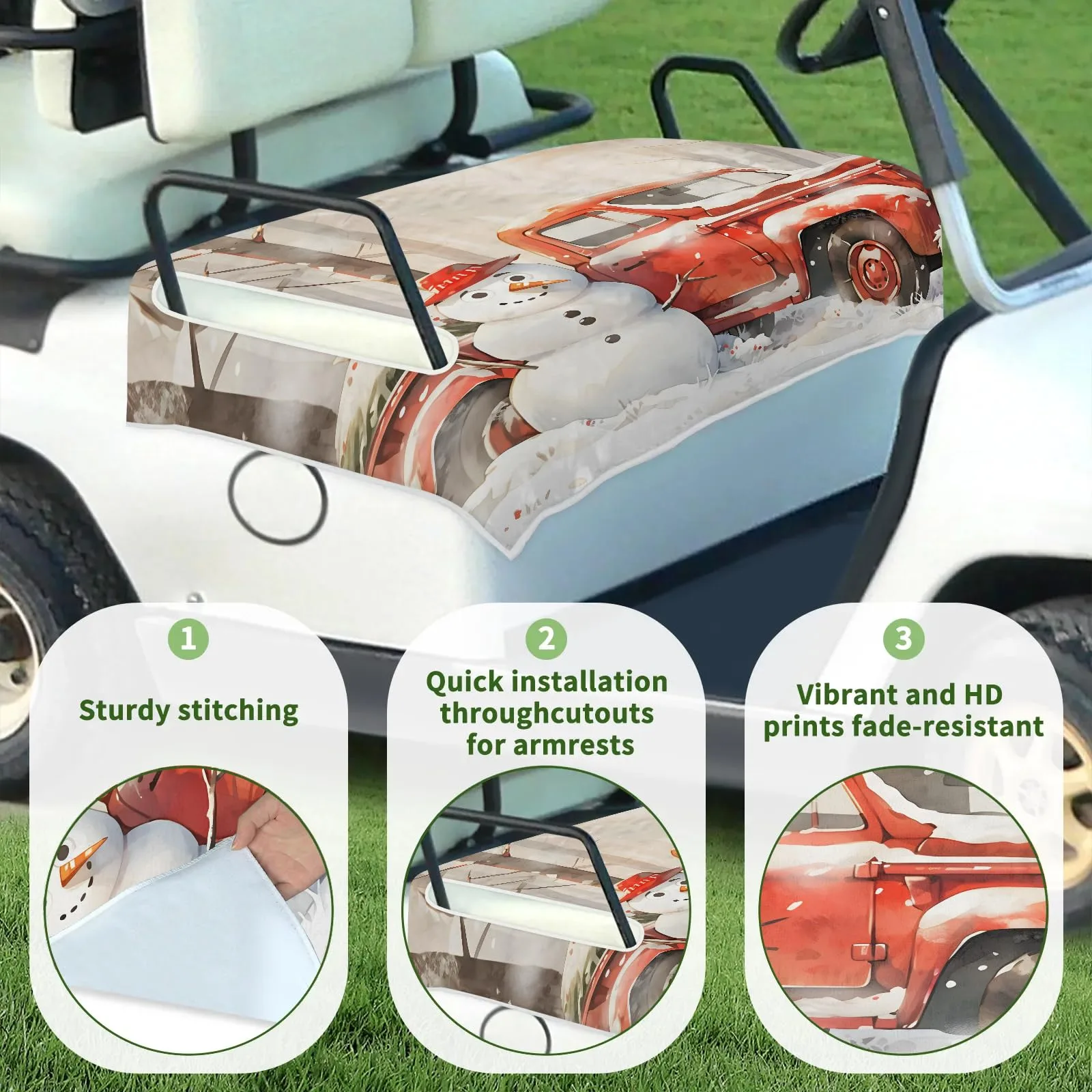 Tiveruda Christmas Snowman Golf Cart Seat Cover image 3