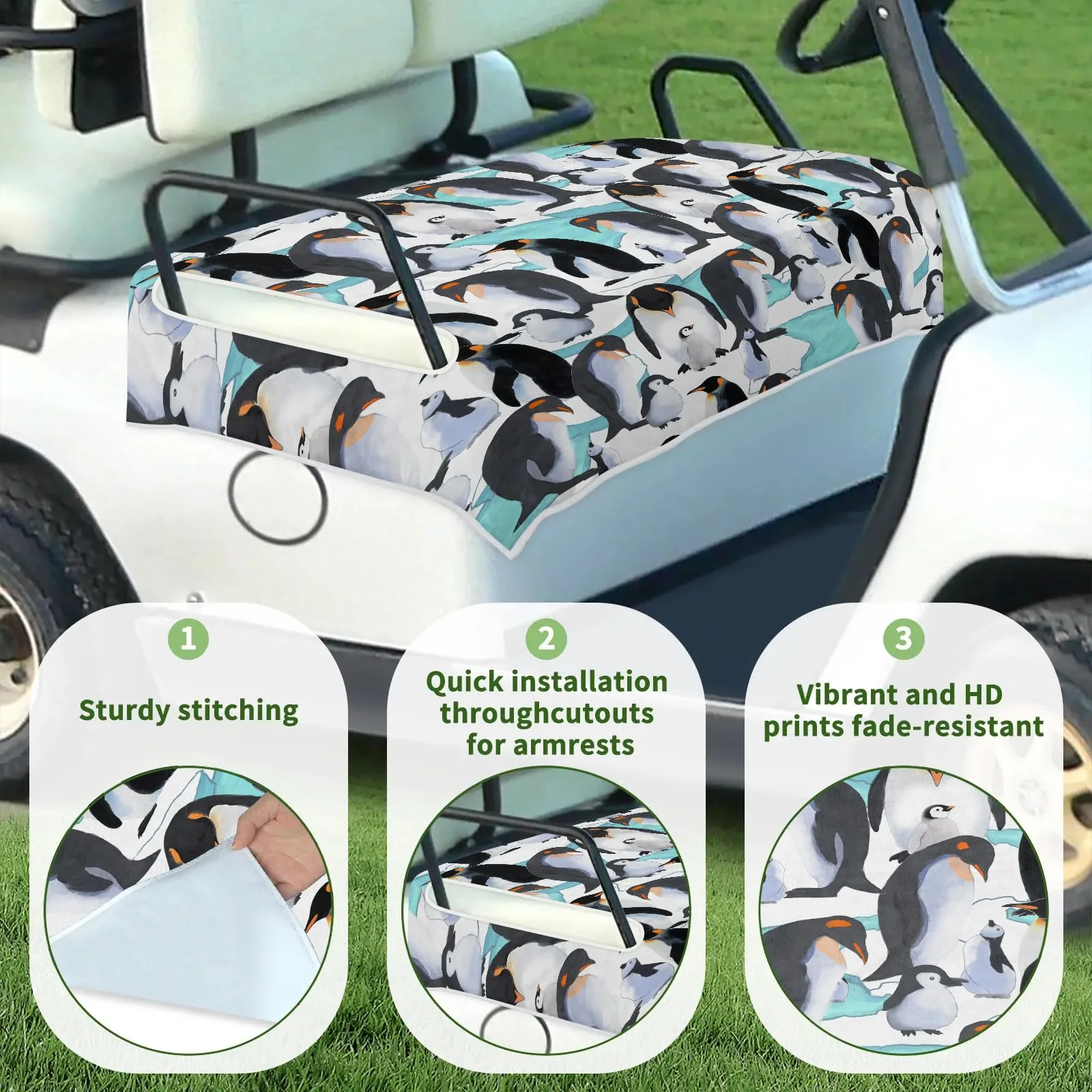 Tiveruda Penguin Golf Cart Seat Cover, 51 x 31 in image 3