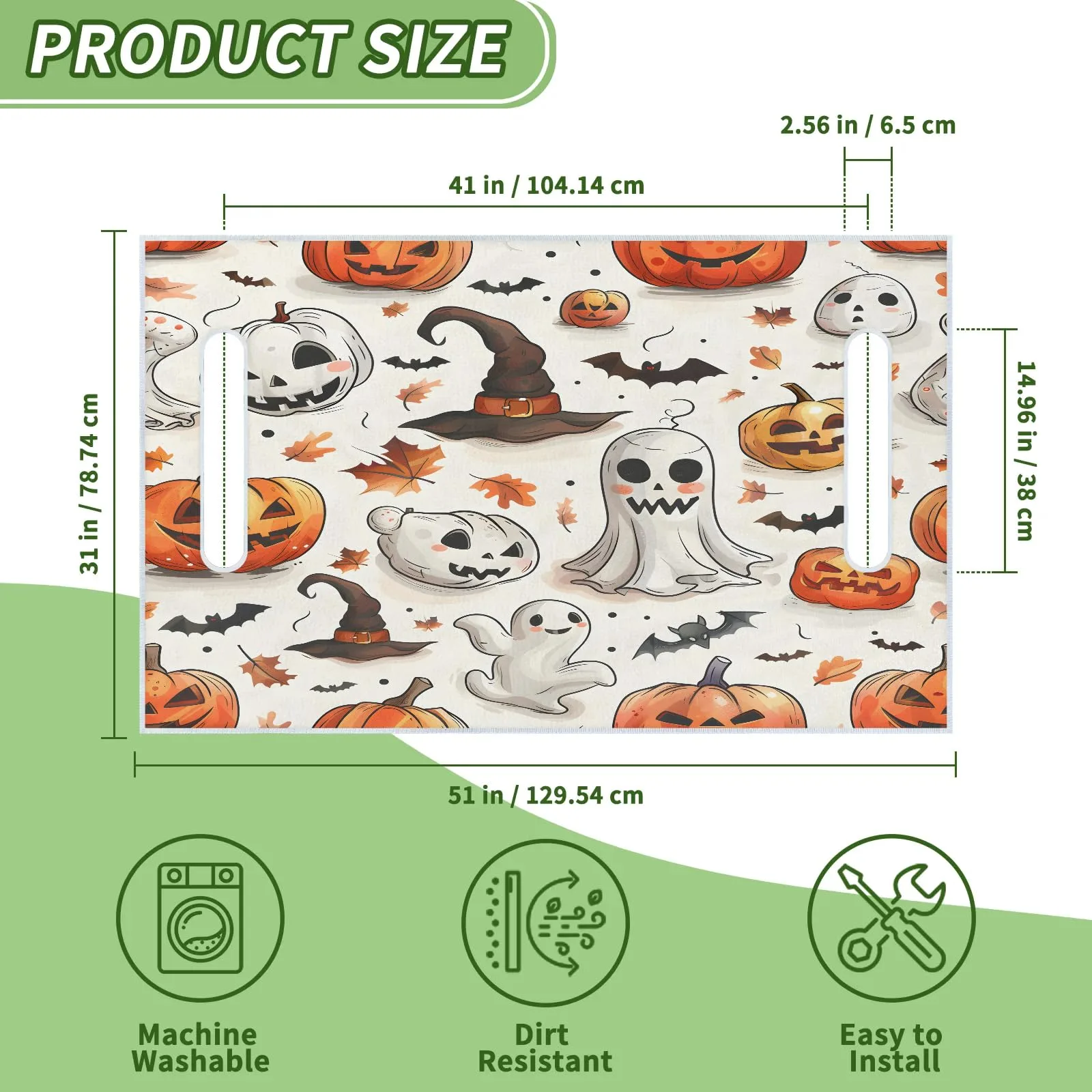 Tiveruda 51 x 31 in Halloween Maple Golf Cart Seat Cover image 2