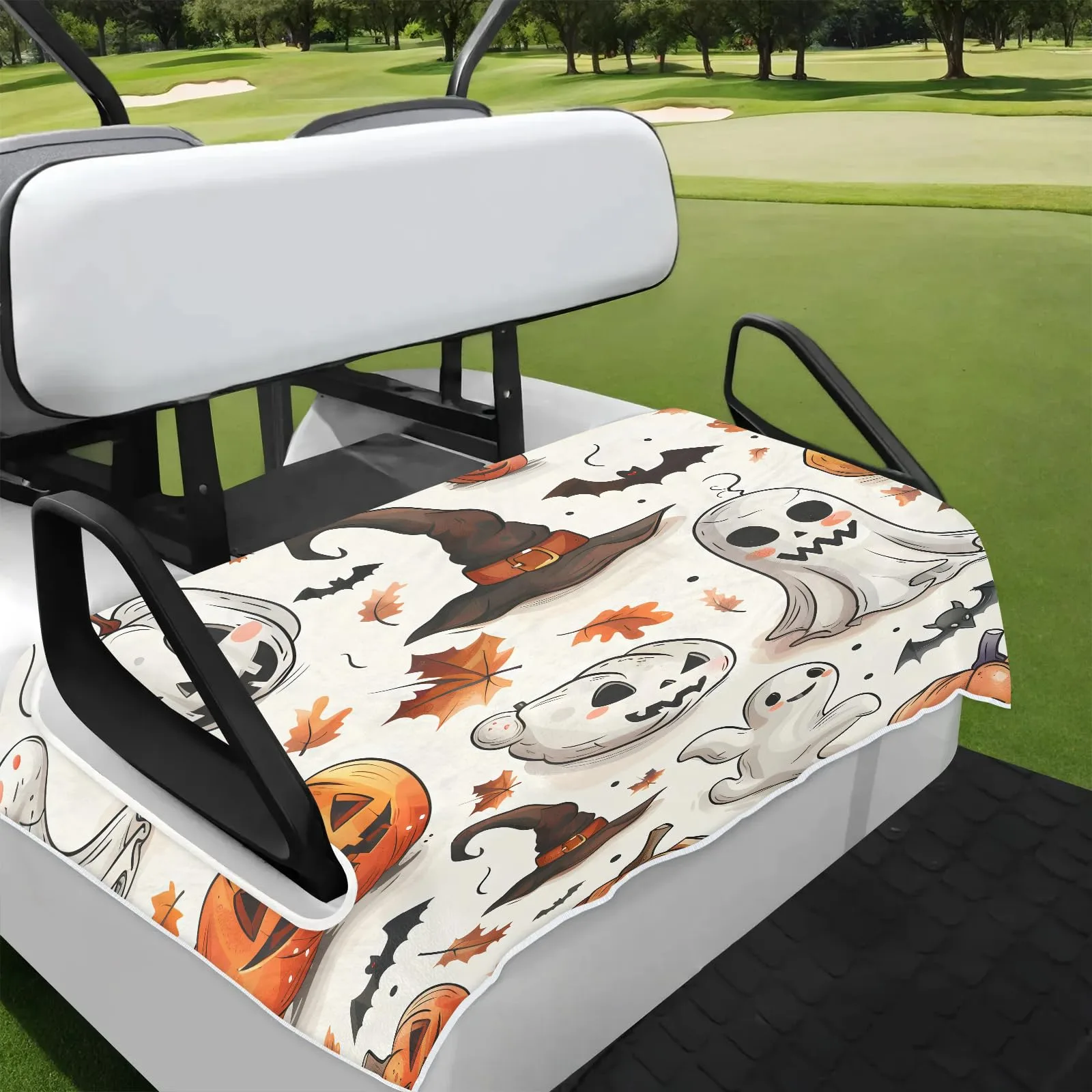Tiveruda 51 x 31 in Halloween Maple Golf Cart Seat Cover