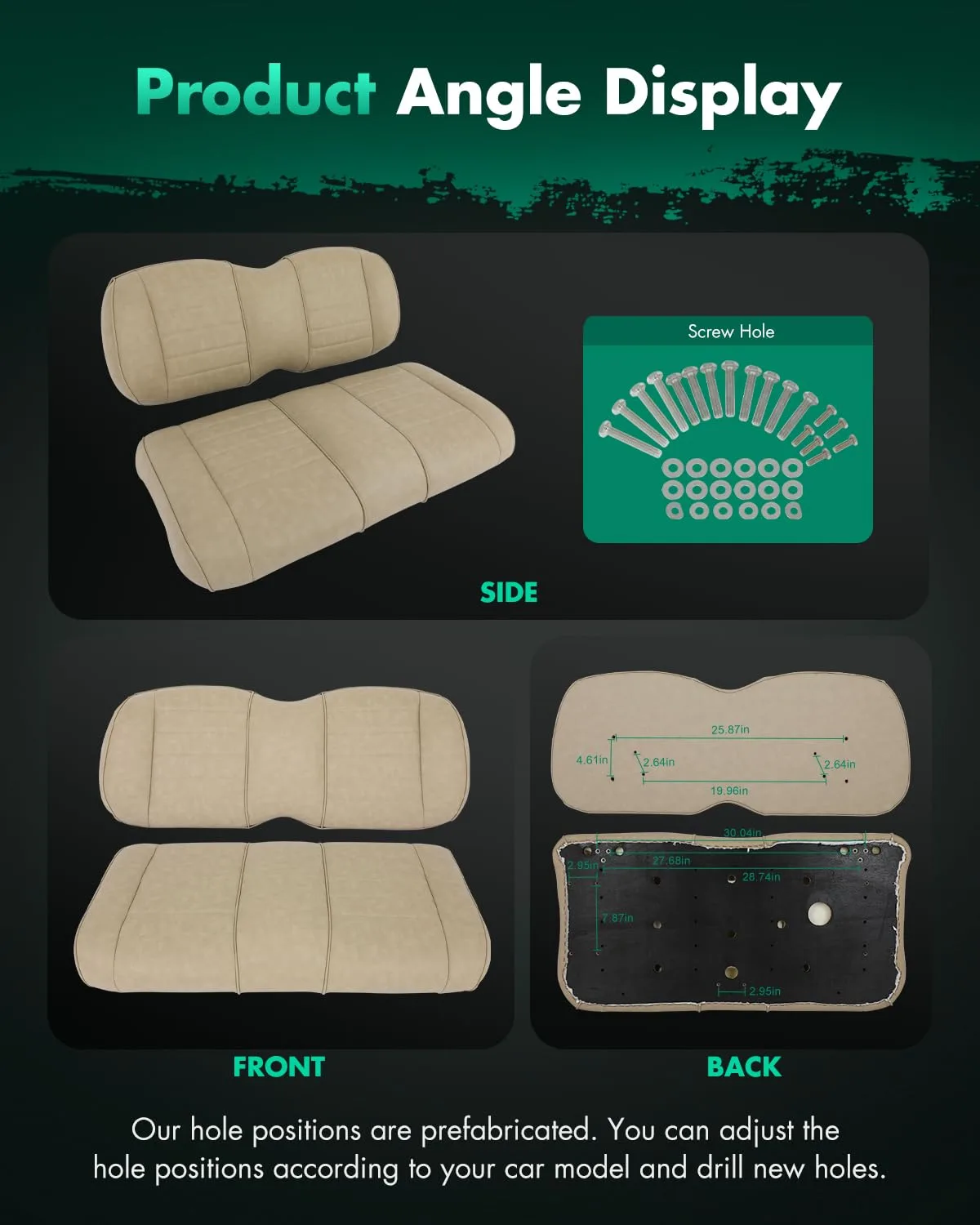 SCITOO Front Seat Cushions for E-Z-GO RXV Golf Cart image 3