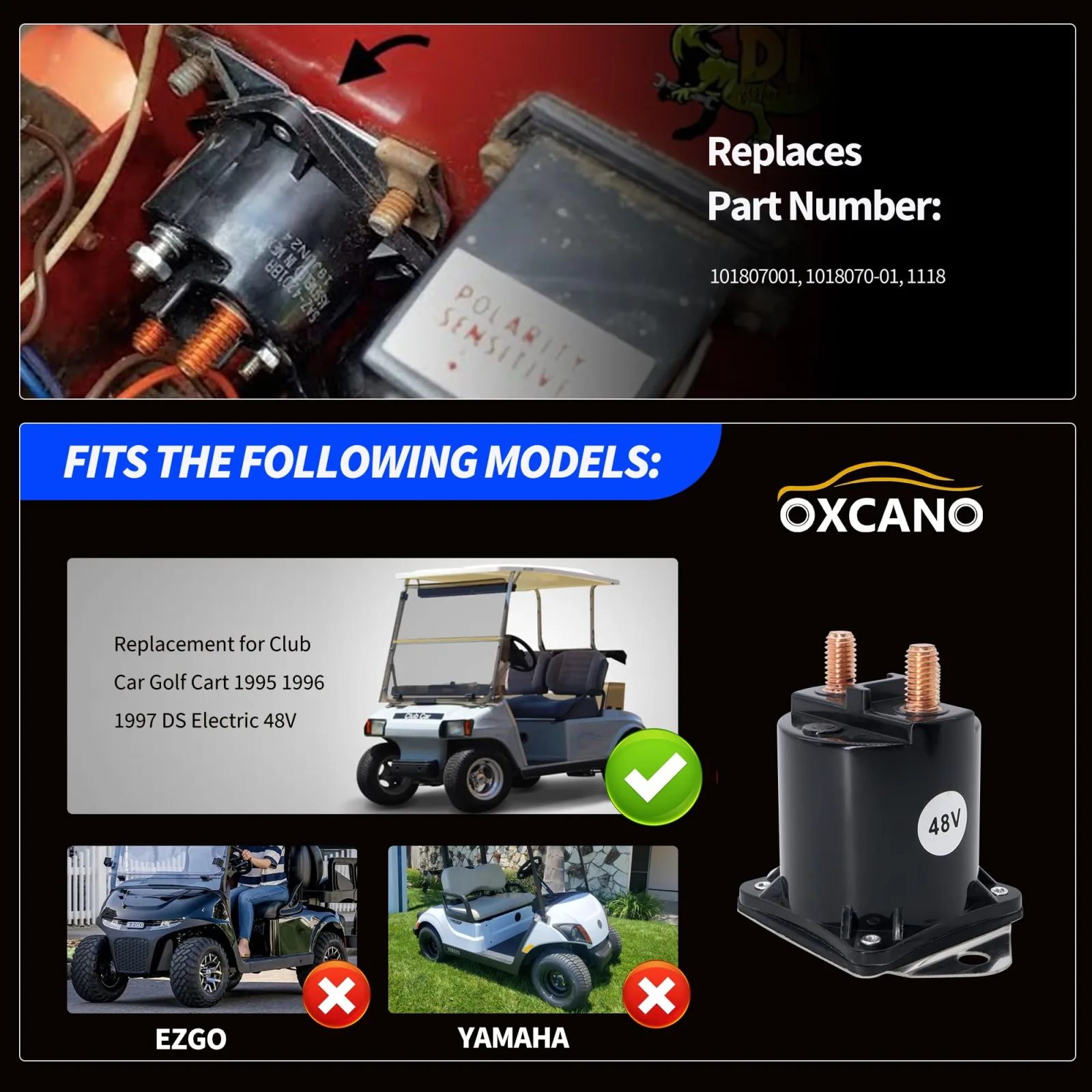 OXCANO 48V Solenoid Relay for Club Car DS 1995-1997 image 2