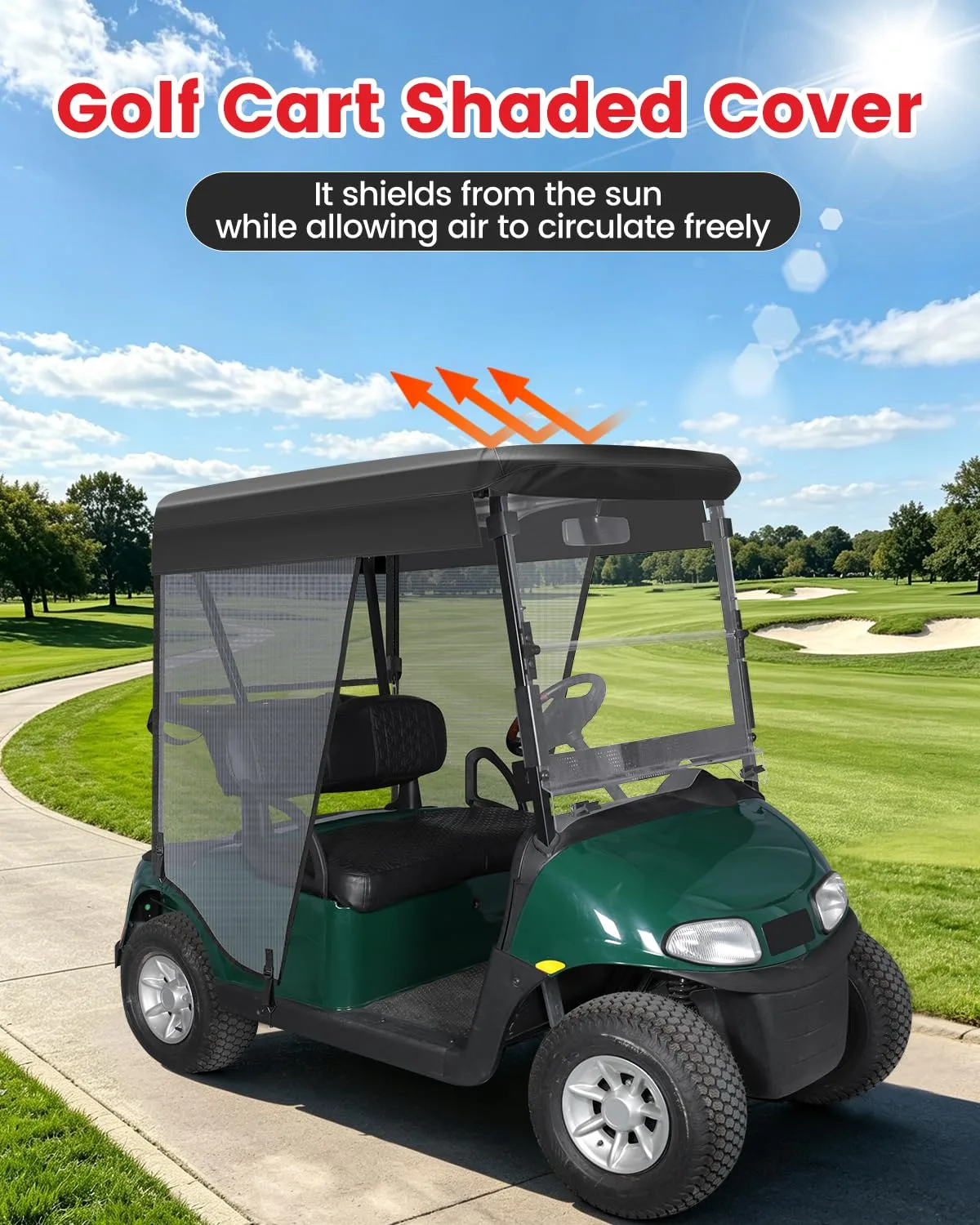 CHENGWEI Golf Cart Sun Shade Cover for 58-Inch Roofs image 2