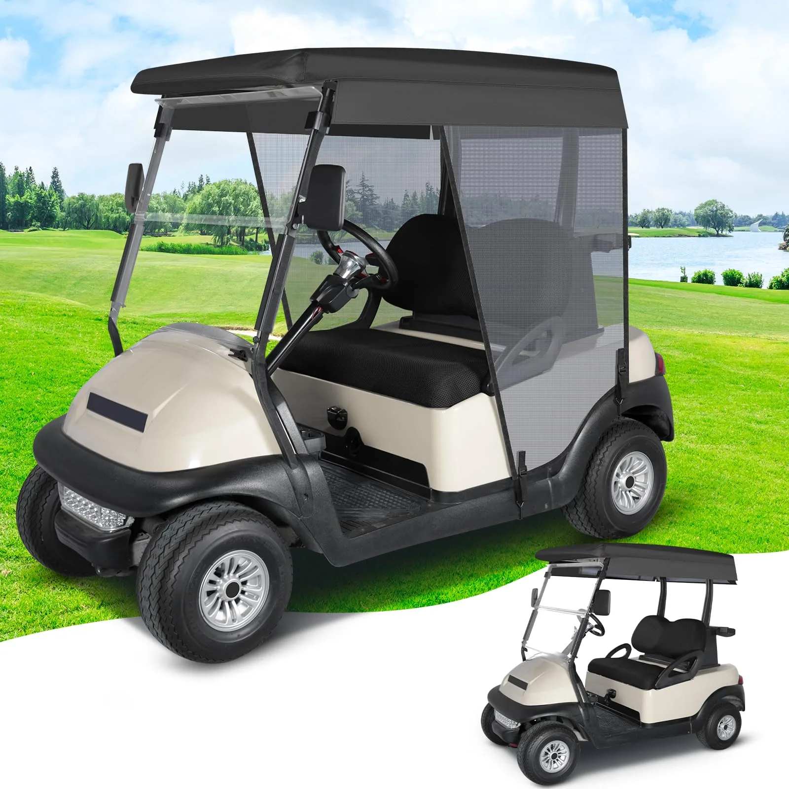 CHENGWEI Golf Cart Sun Shade Cover for 58-Inch Roofs