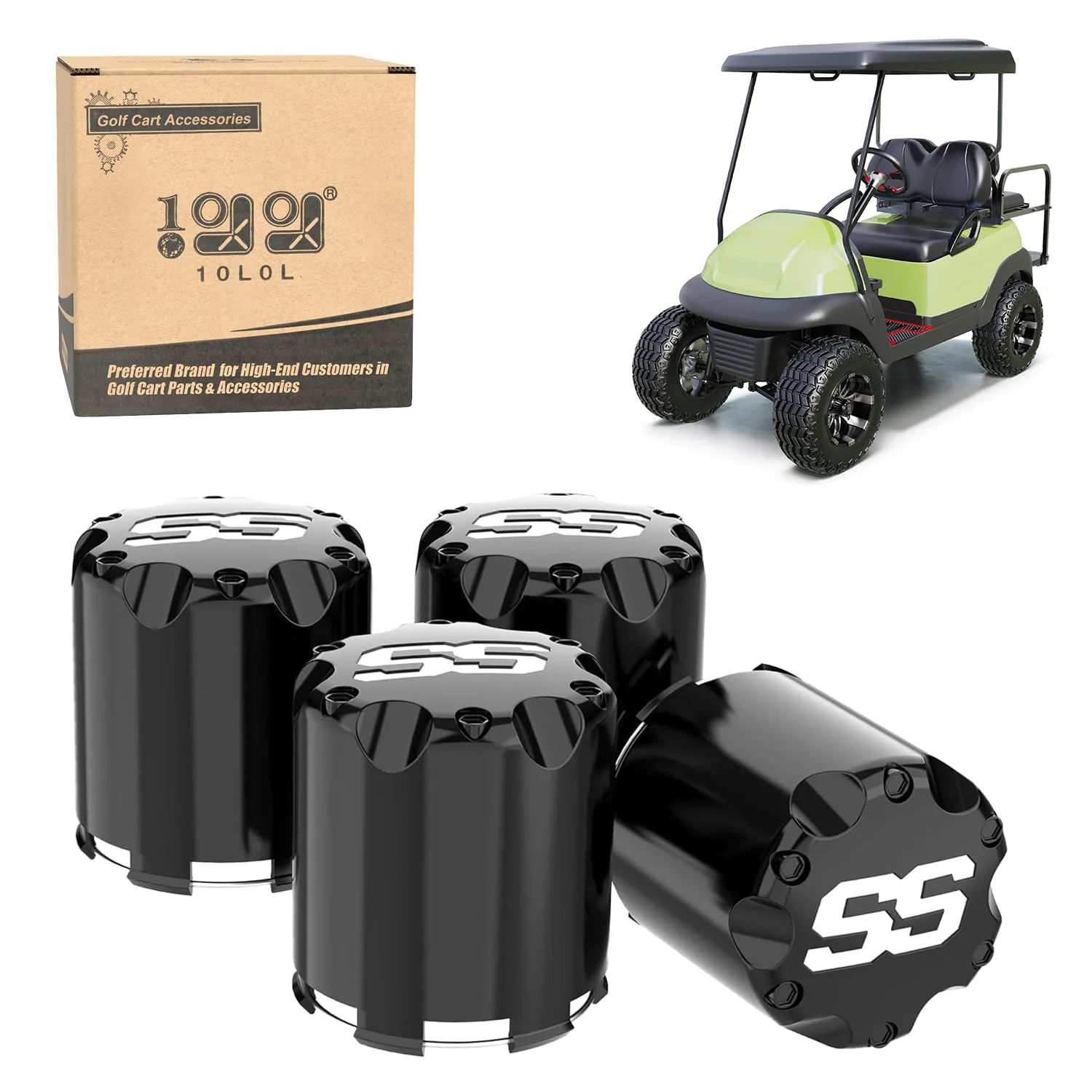 10L0L SS Golf Cart Wheel Center Caps for Modified Wheels