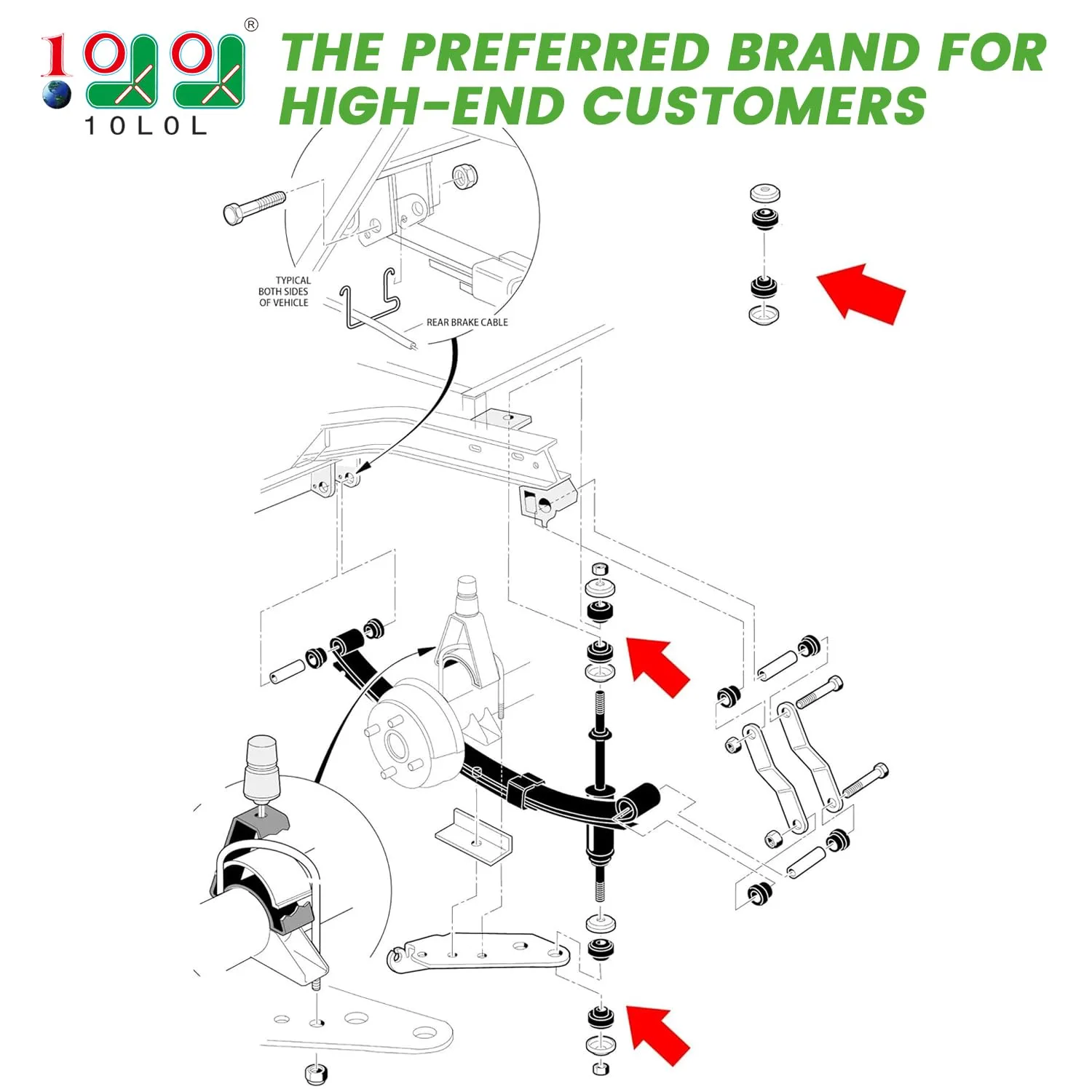 10L0L Golf Cart Shock Bushing Kit for Club Car & E-Z-GO image 2
