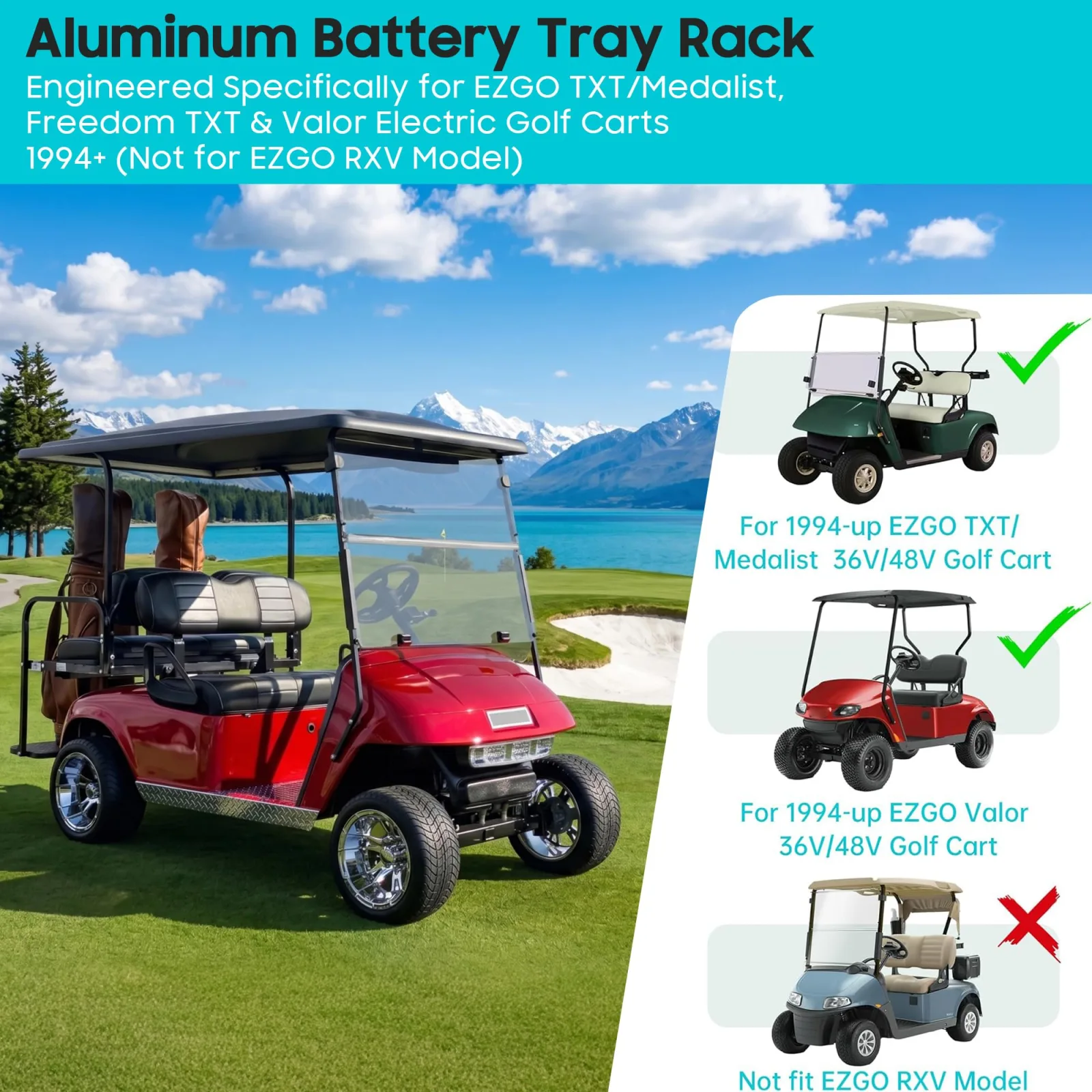 10L0L Aluminum Battery Tray for E-Z-GO TXT Golf Carts image 3