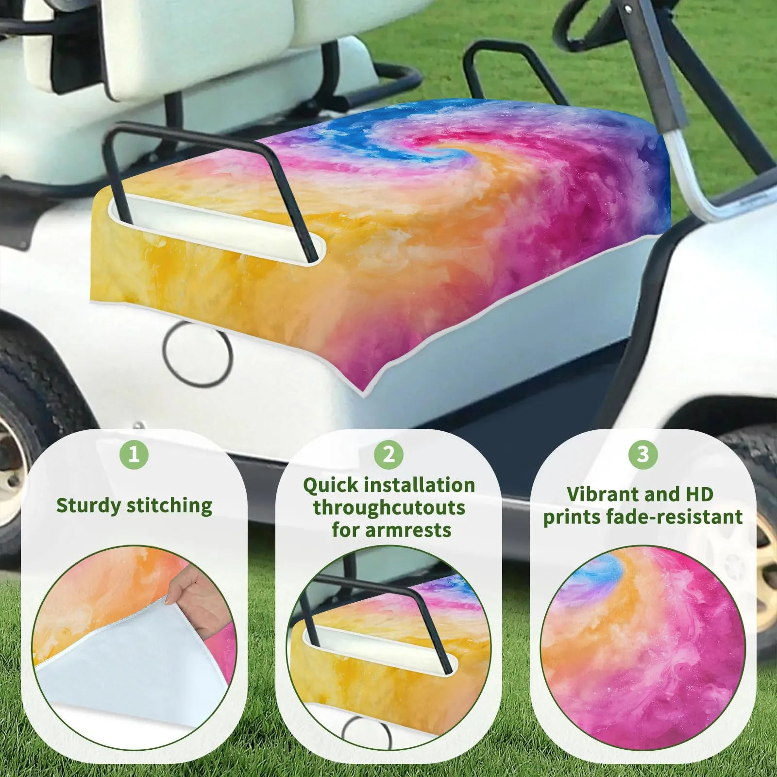 Tiveruda Tie-Dye Golf Cart Seat Cover for Double Seats image 3