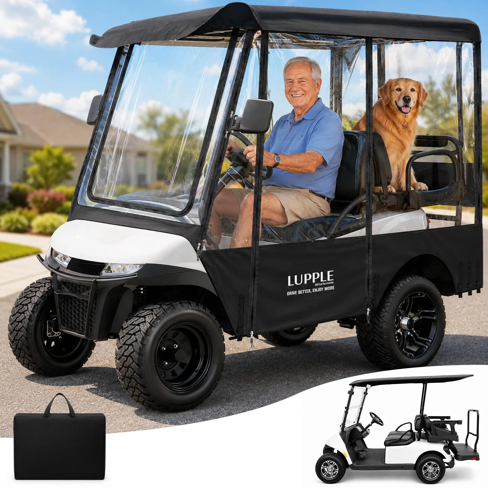 LUPPLE Golf Cart Enclosure for EZGO TXT/RXV 4-Passenger
