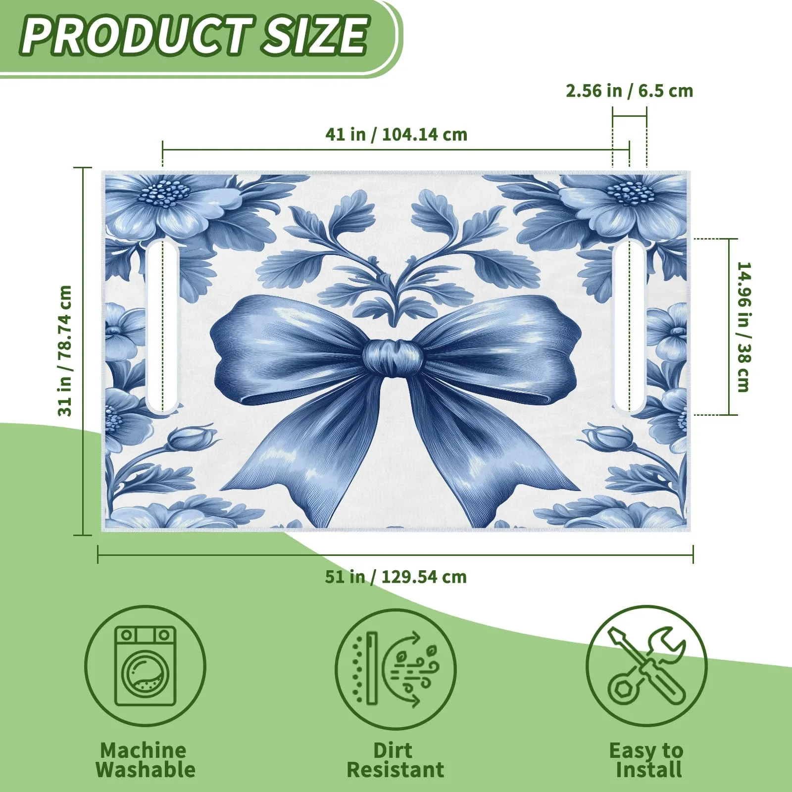 Tiveruda Blue Bow Golf Cart Seat Cover, 51 x 31 in image 2