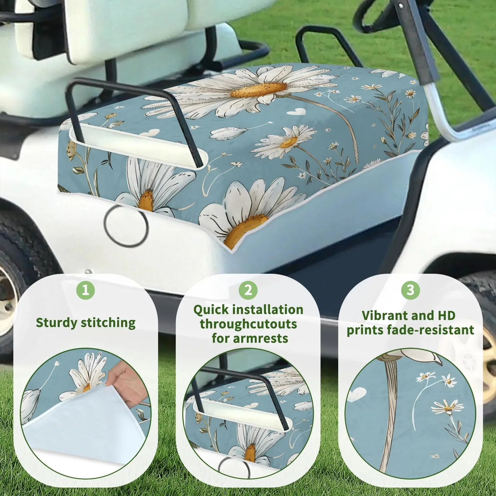 Tiveruda Golf Cart Seat Cover for Double Seats, 51 x 31 in image 3