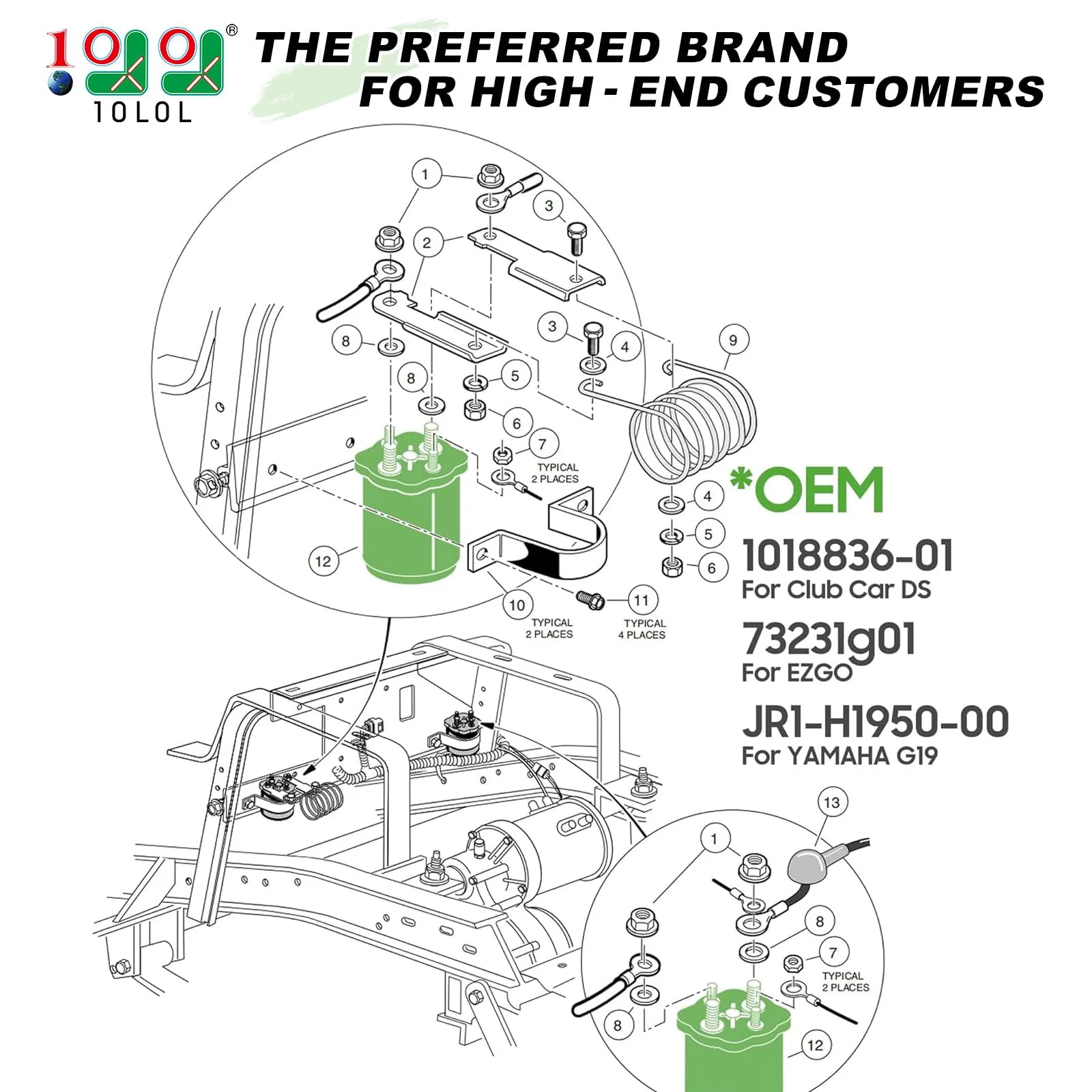 10L0L 48V 200A Solenoid for Yamaha G19, Club Car DS & EZGO image 2