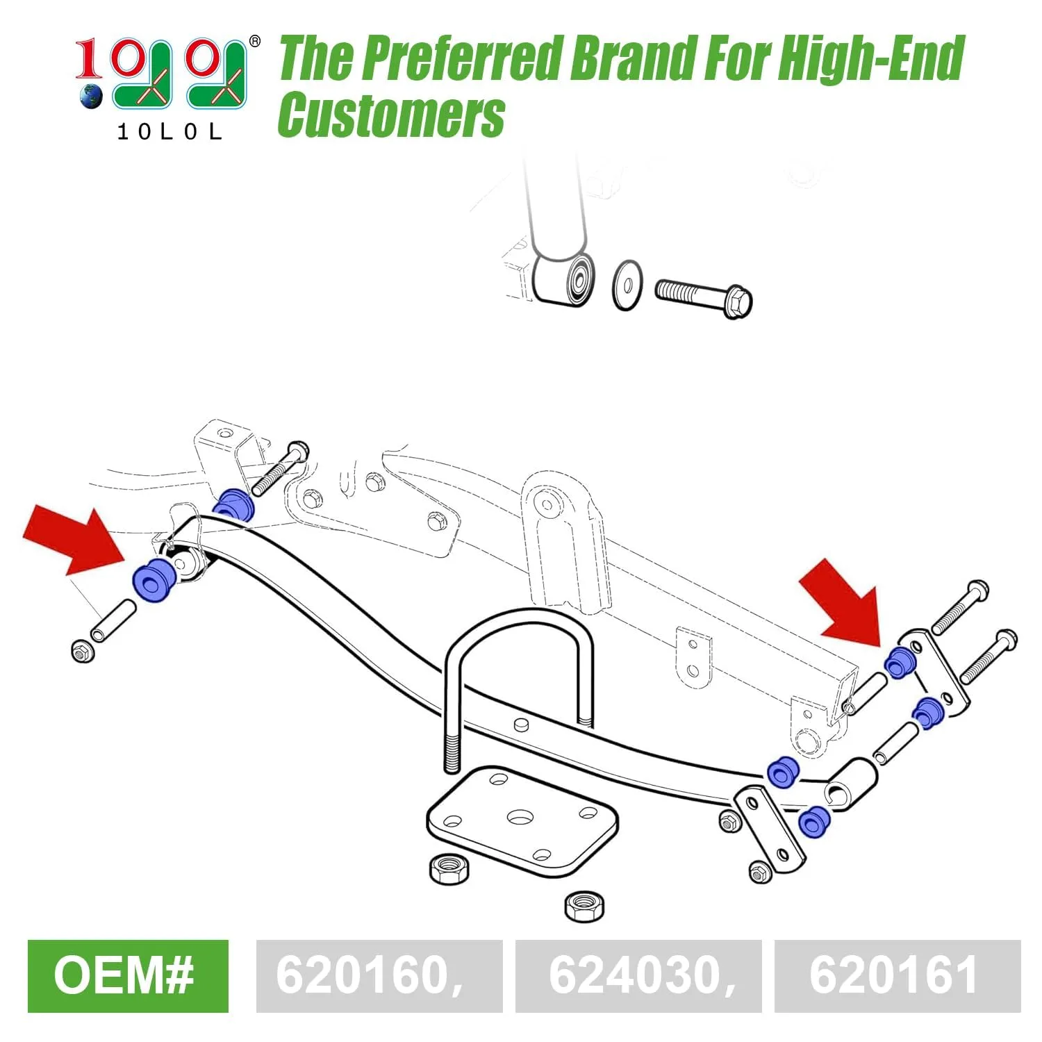 10L0L Rear Leaf Spring Bushing Kit for E-Z-GO RXV (620160/620161/624030) image 2