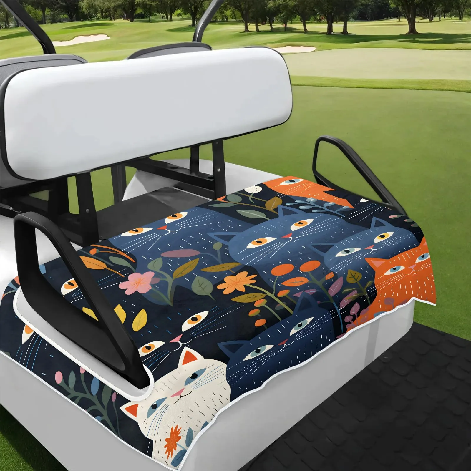 Tiveruda Colorful Cats Golf Cart Seat Cover for 2-Person Seats