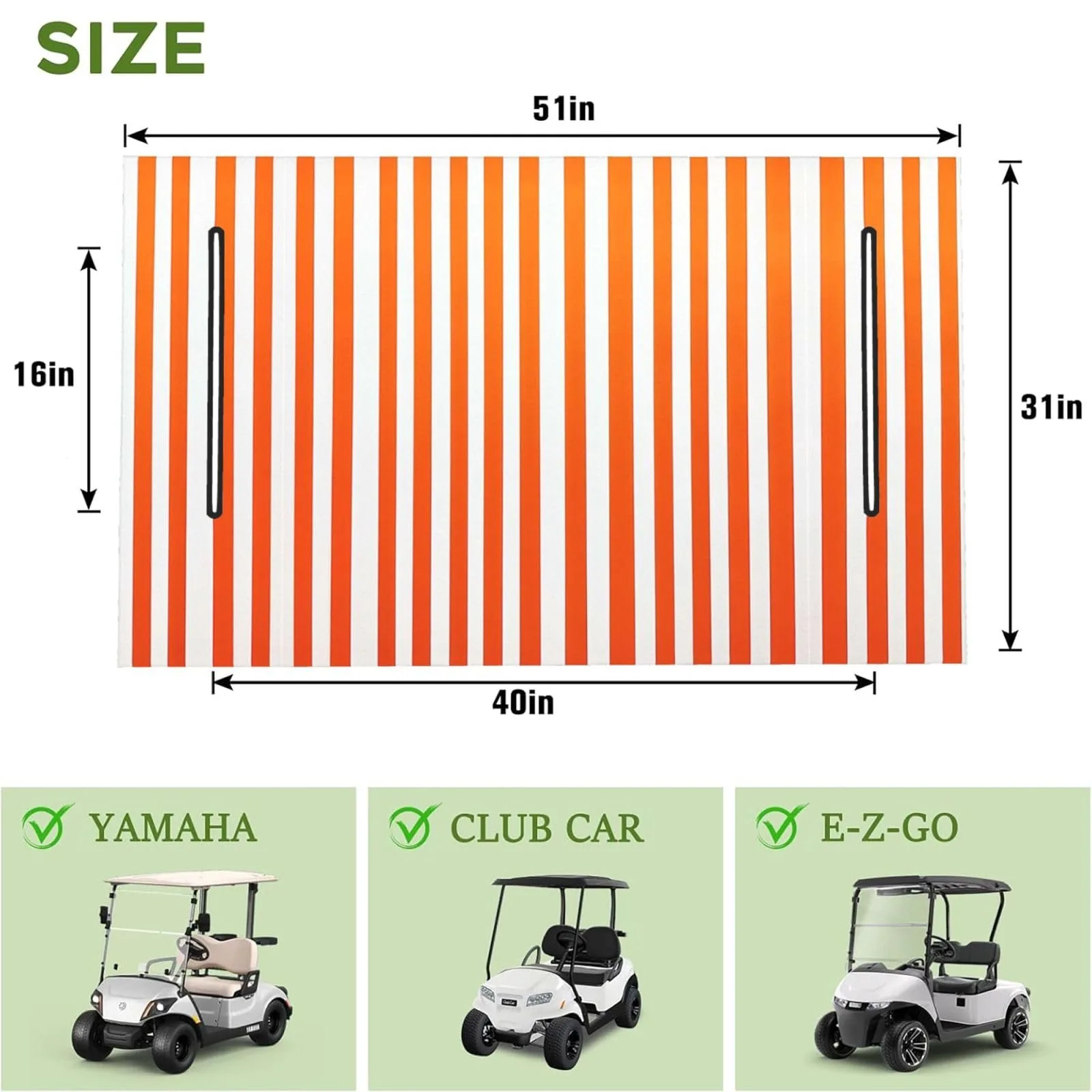 HOYYU Orange Stripes Golf Cart Seat Cover Blanket image 3