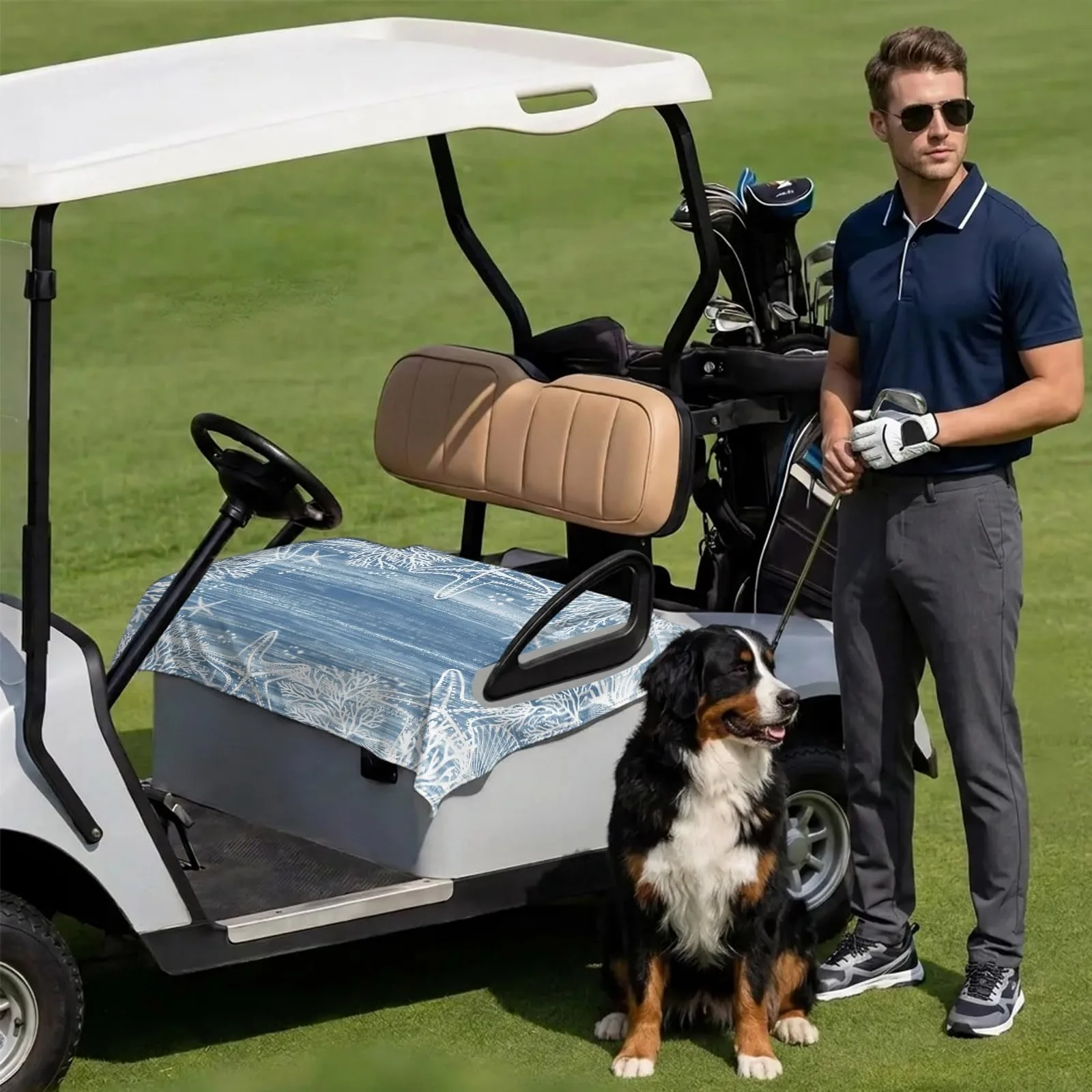 DecorLovee Golf Cart Seat Cover, 51 x 31 in, Mist Blue image 3