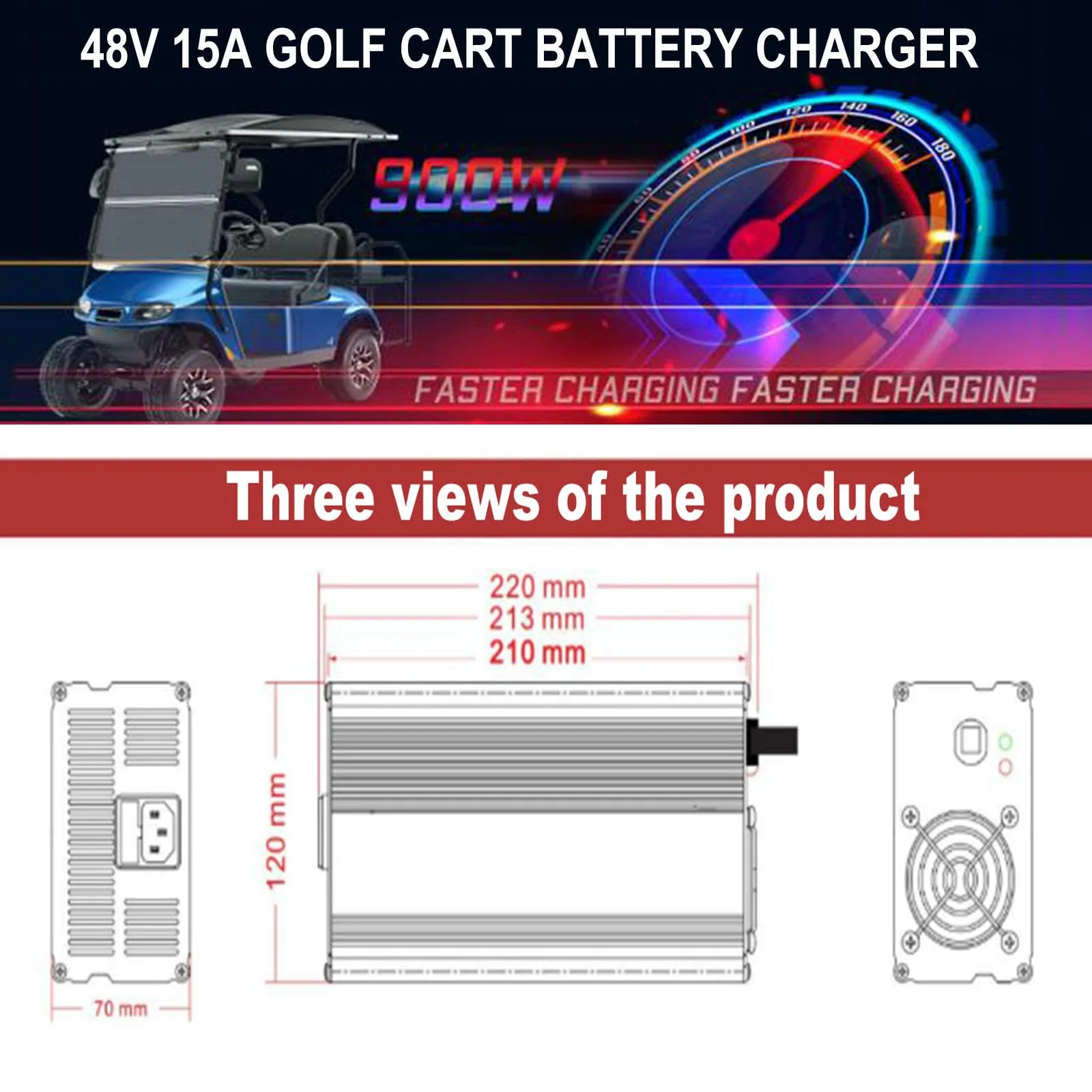 HYDTGZ 48V 15A Club Car Golf Cart Battery Charger image 2
