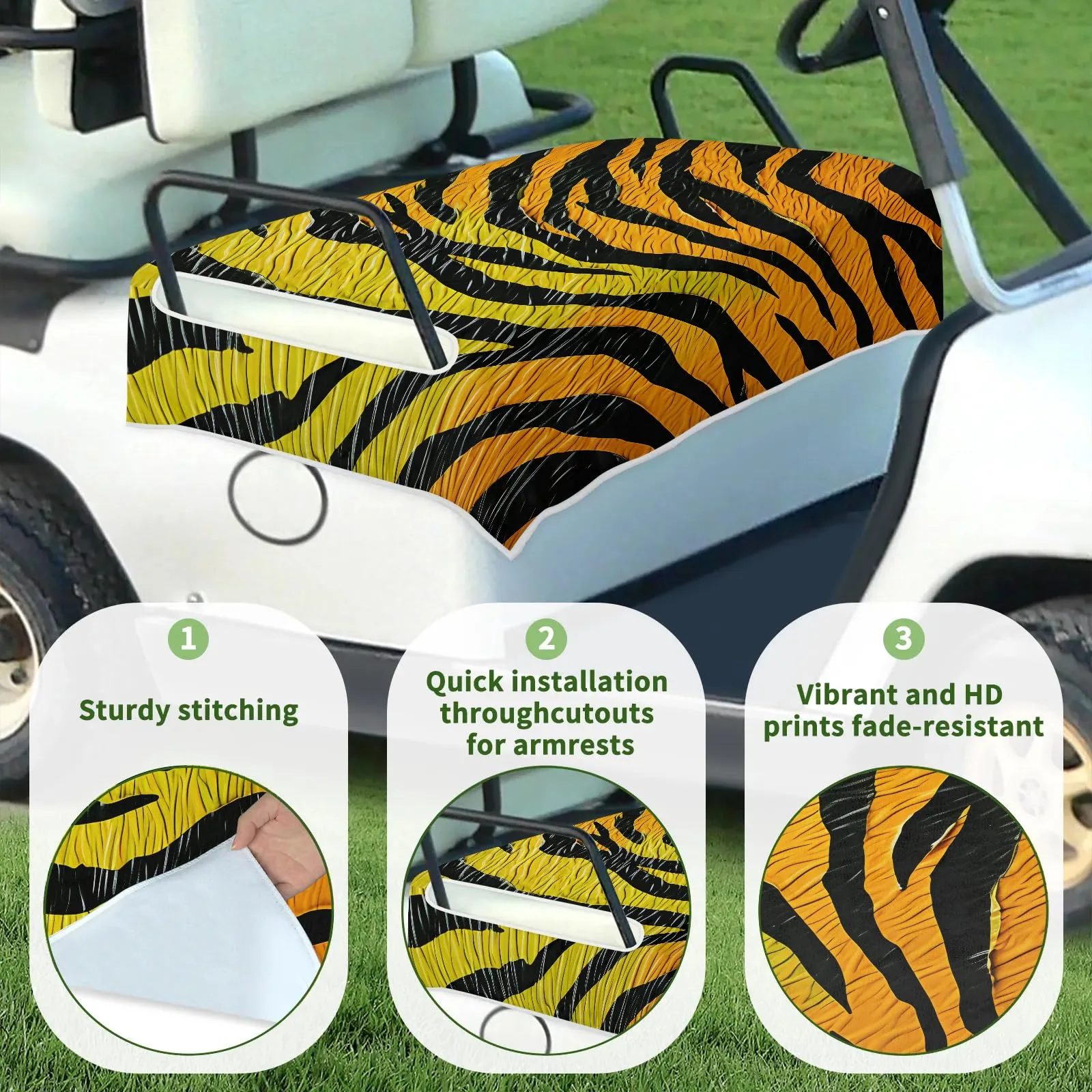 Tiveruda Zebra Golf Cart Seat Cover, 51 x 31 in image 3