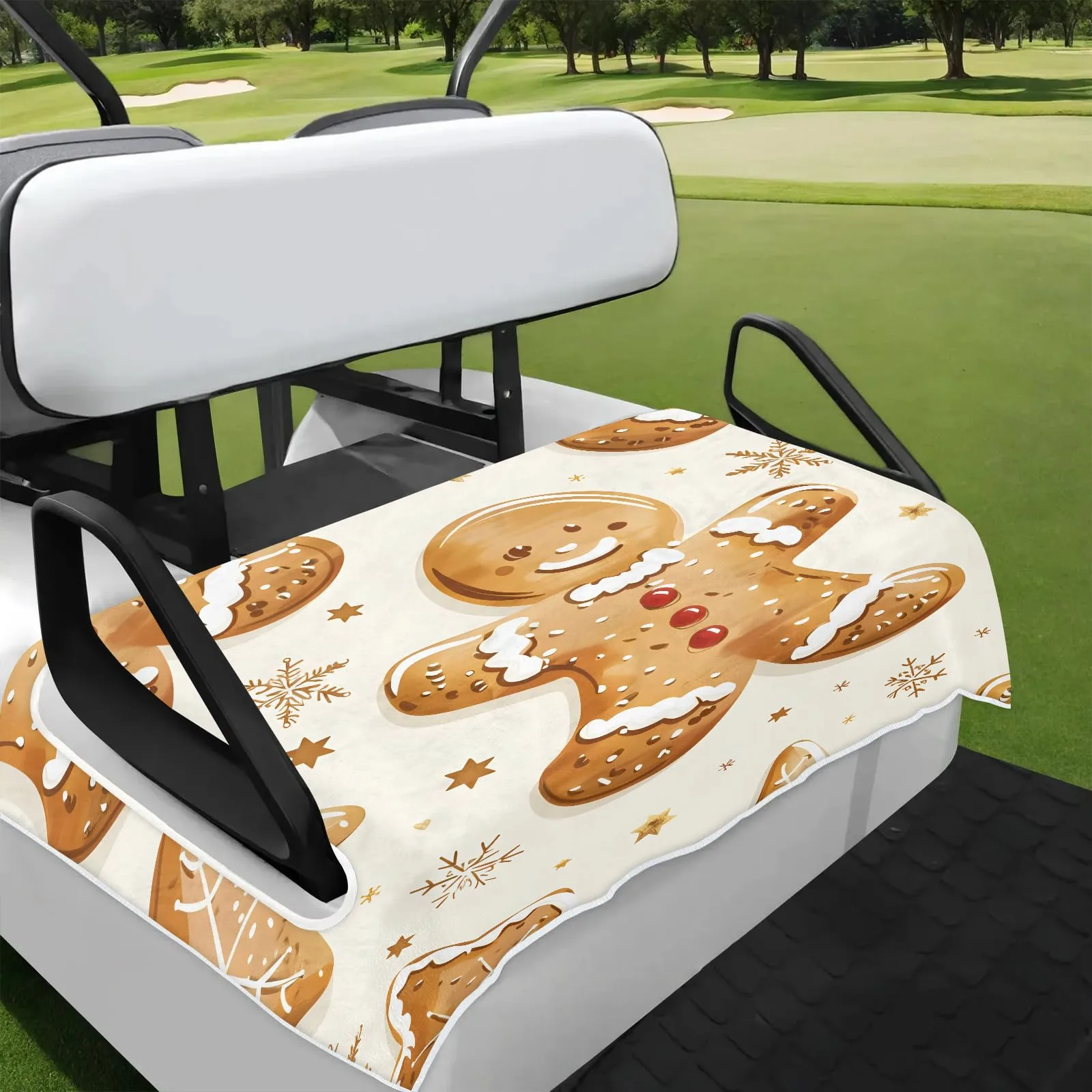 Tiveruda Gingerbread Golf Cart Seat Cover, 51 x 31 in