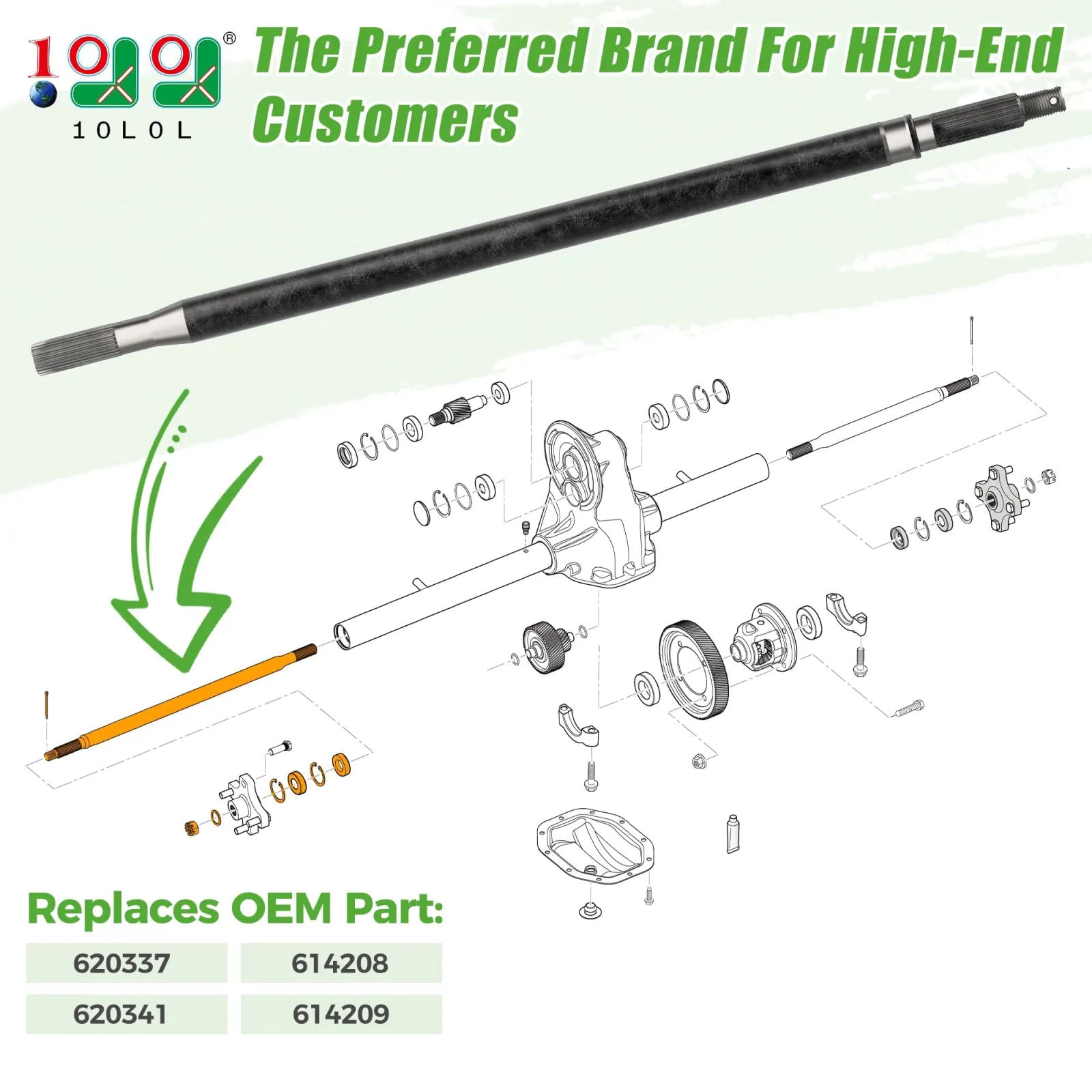 10L0L Driver-Side Rear Axle Shaft for E-Z-GO RXV image 2
