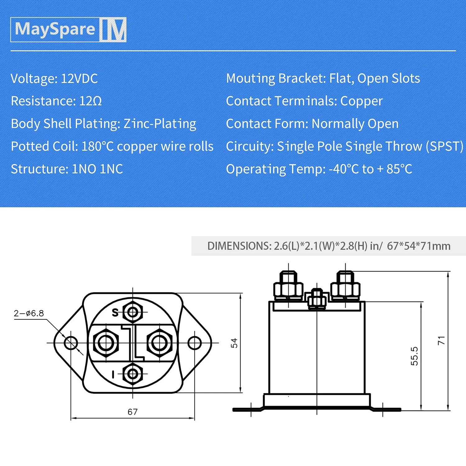 MaySpare 12V Solenoid for Club Car DS & Precedent image 2