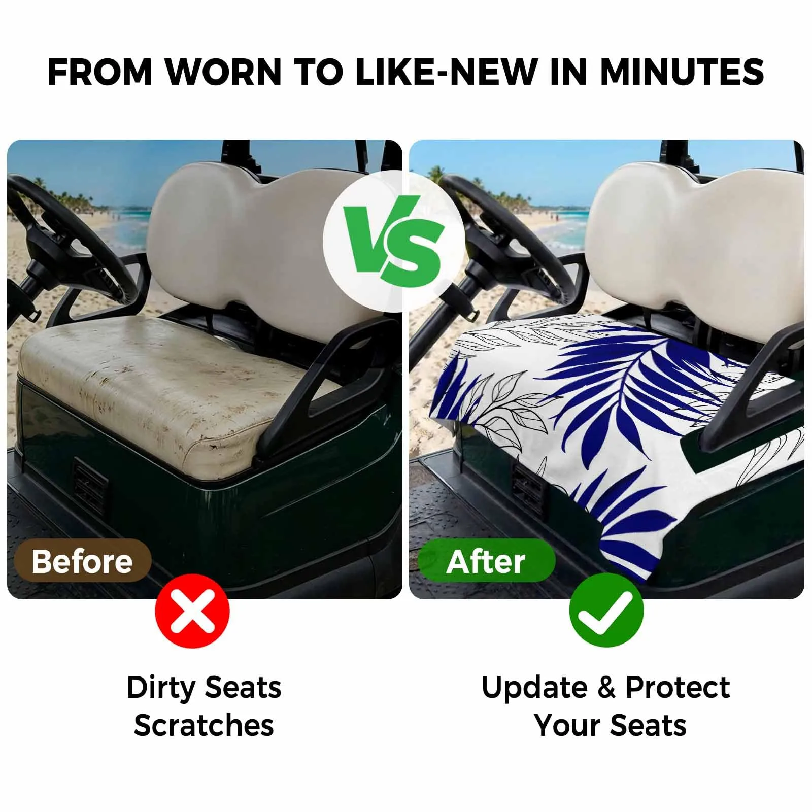 BEMIGO Blue Golf Cart Seat Cover, 51 x 31 Inches image 4