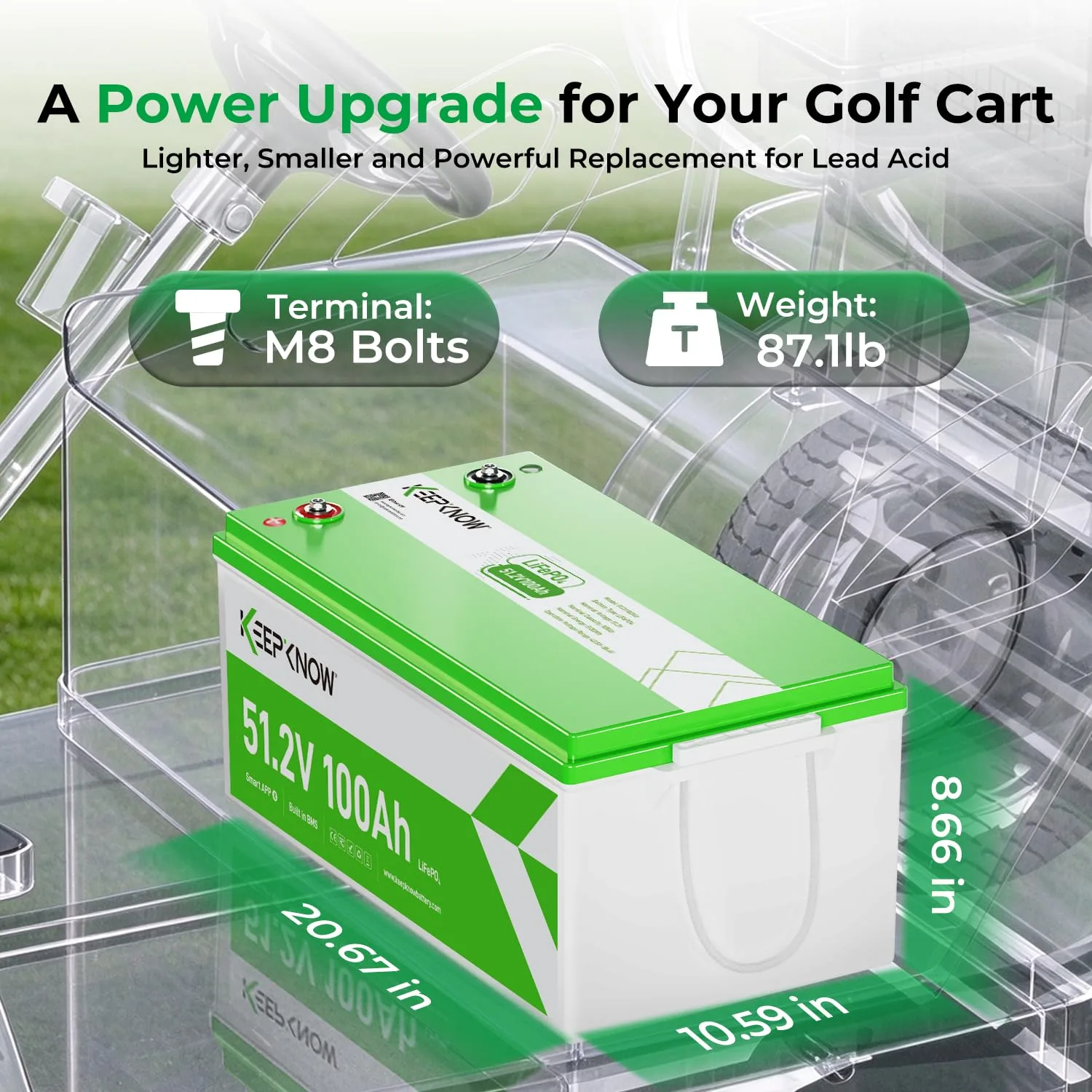 KEEPKNOW 48V 100Ah LiFePO4 Golf Cart Battery Kit image 2
