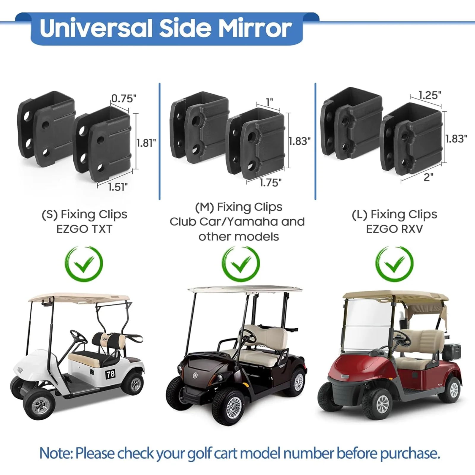 9.99WORLD MALL Golf Cart Side Mirrors for Yamaha, Club Car & E-Z-GO image 4
