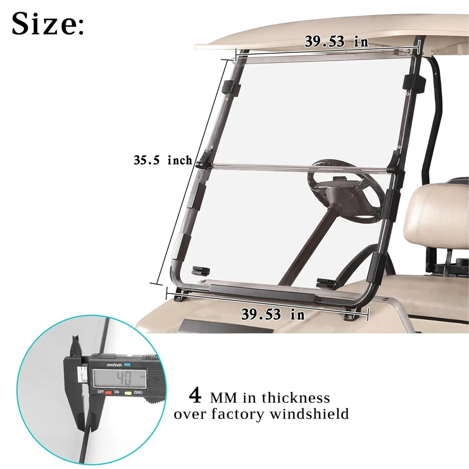 10L0L Fold-Down Windshield for Club Car DS 1982-2000.5 image 3