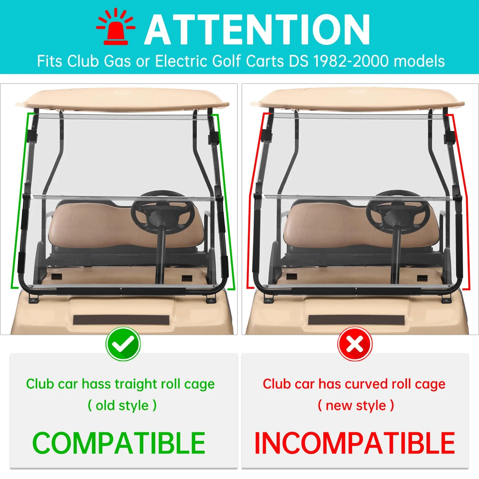 10L0L Fold-Down Windshield for Club Car DS 1982-2000.5 image 4