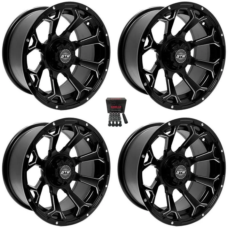 GTW Raven 14-Inch Golf Cart Wheels, Matte Black/Milled